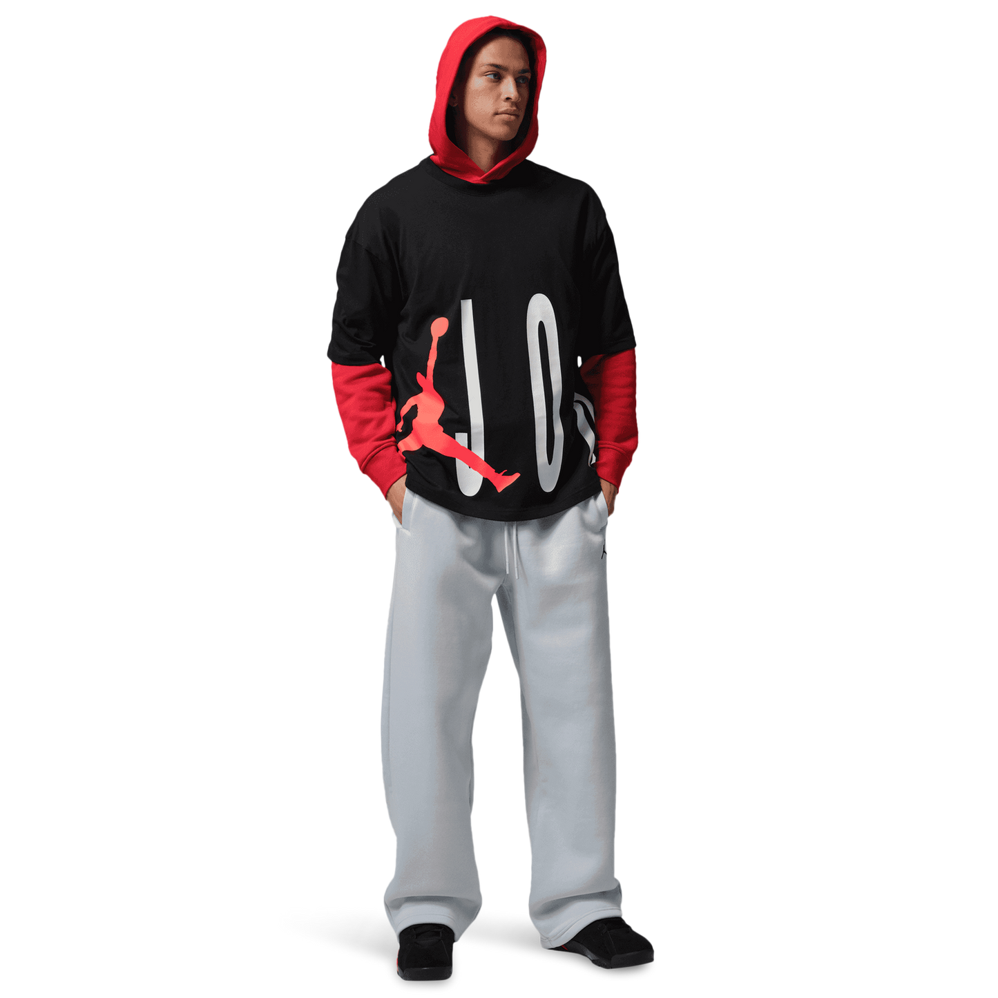 Jordan Torso Stretch Oversized Short Sleeve Crew - Men's - Black/Infrared 23