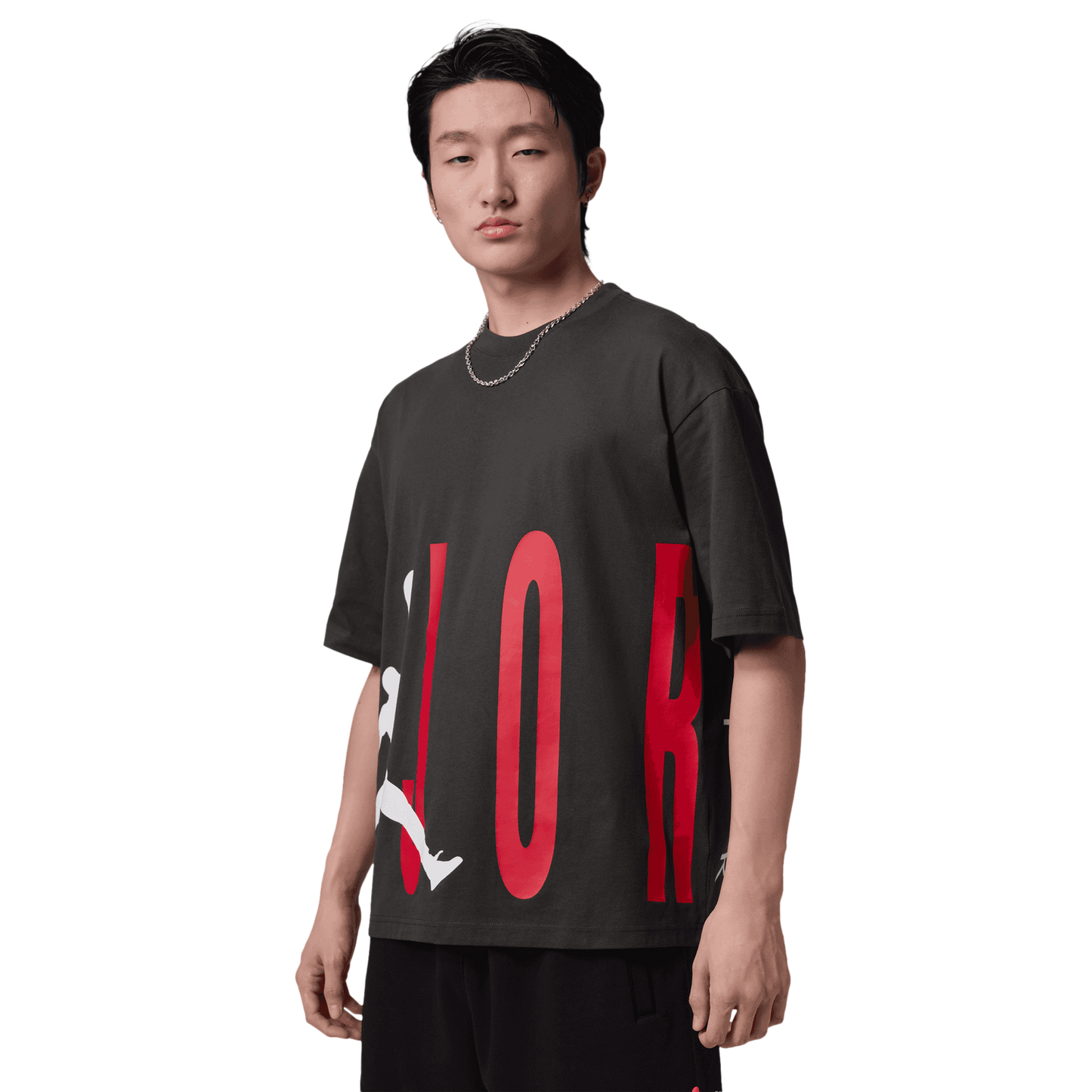 Jordan Torso Stretch Oversized Short Sleeve Crew - Men's - Off Noir/Gym Red