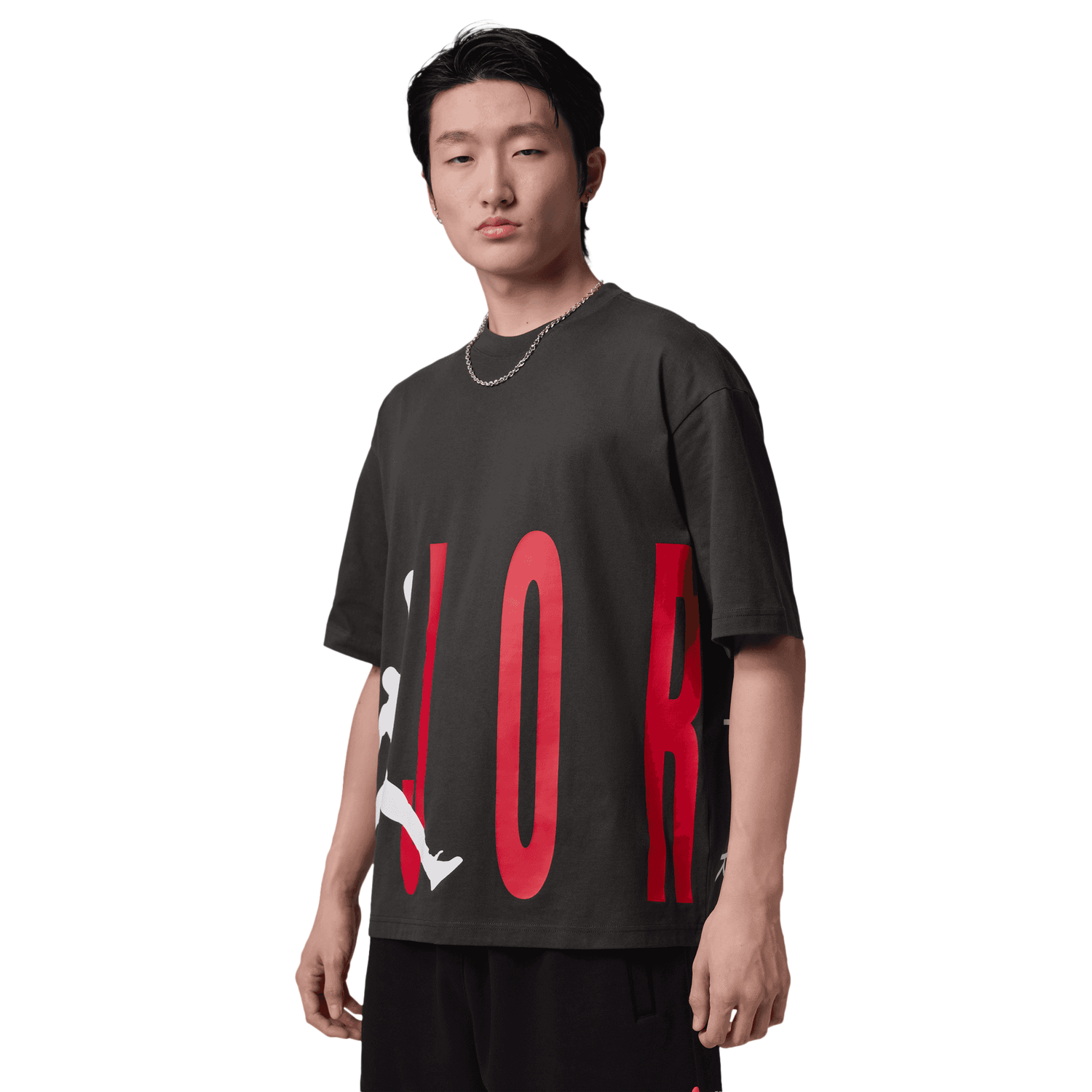 Jordan Torso Stretch Oversized Short Sleeve Crew - Men's - Off Noir/Gym Red