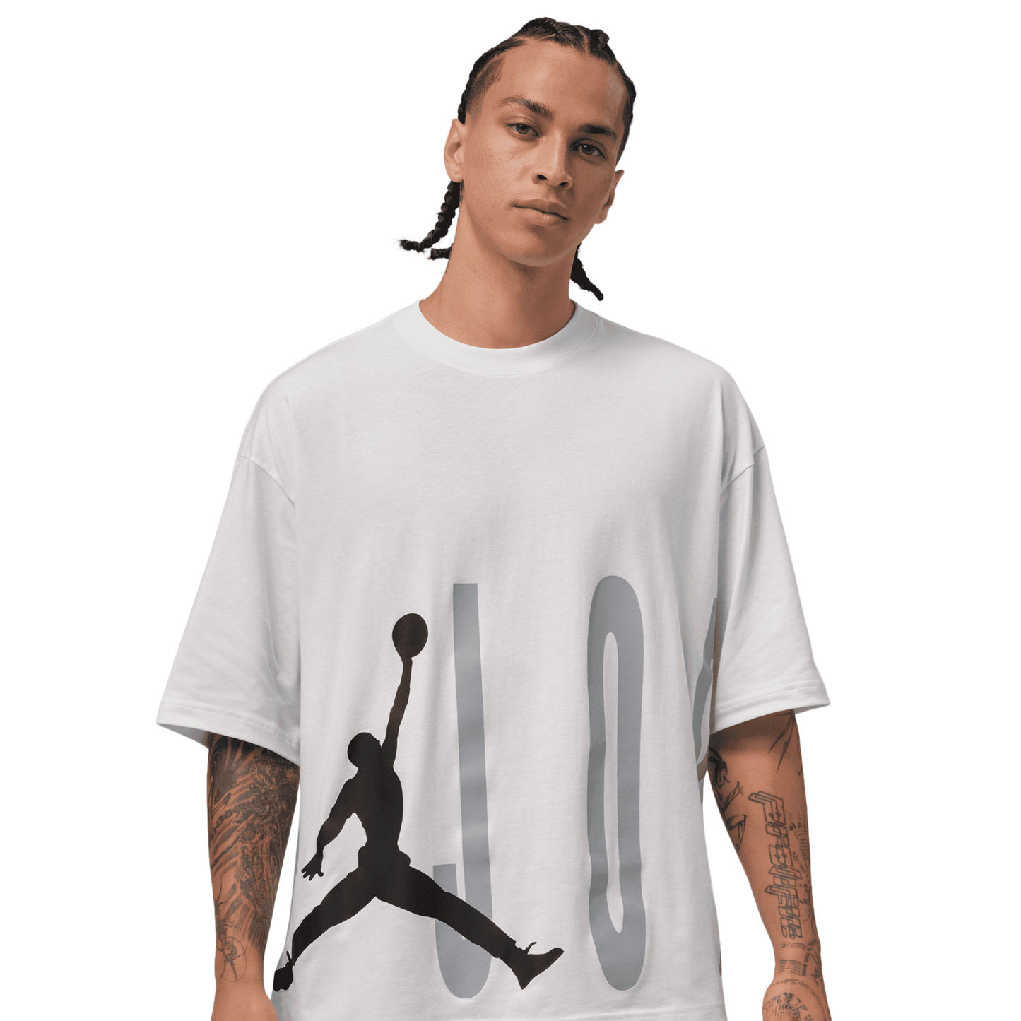 Jordan Torso Stretch Oversized Short Sleeve Crew - Men's - White/Wolf Grey/Black