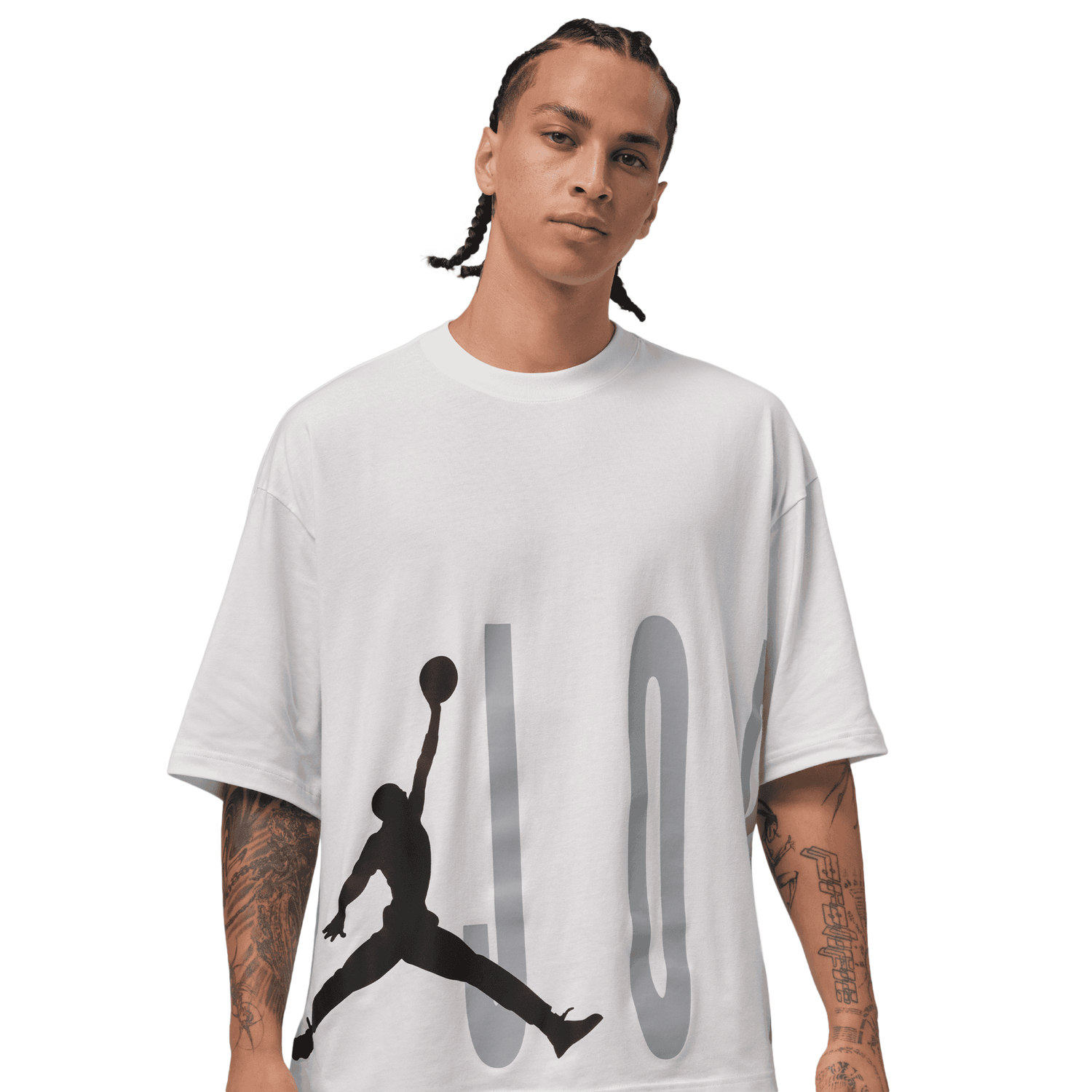 Jordan Torso Stretch Oversized Short Sleeve Crew - Men's - White/Wolf Grey/Black