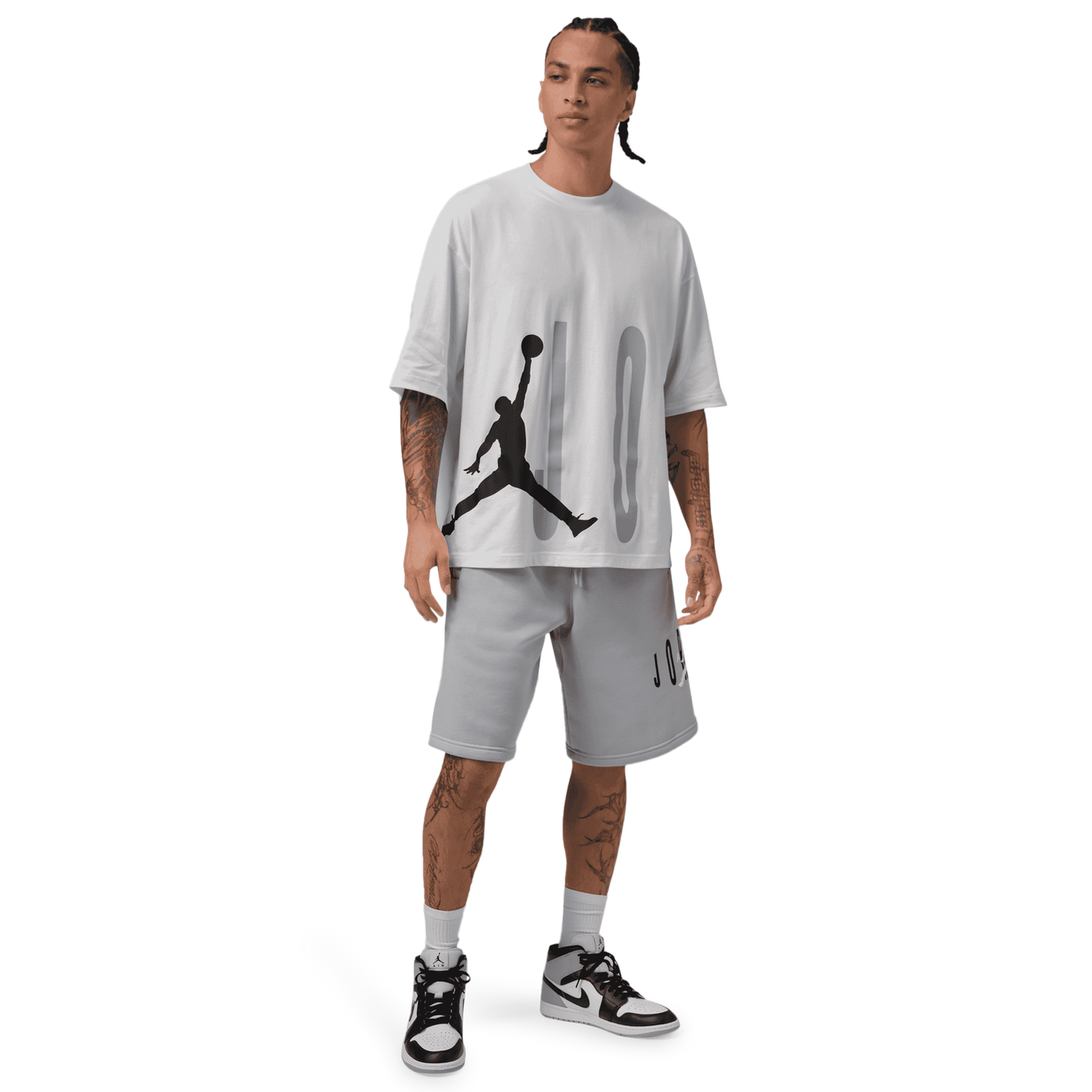 Jordan Torso Stretch Oversized Short Sleeve Crew - Men's - White/Wolf Grey/Black