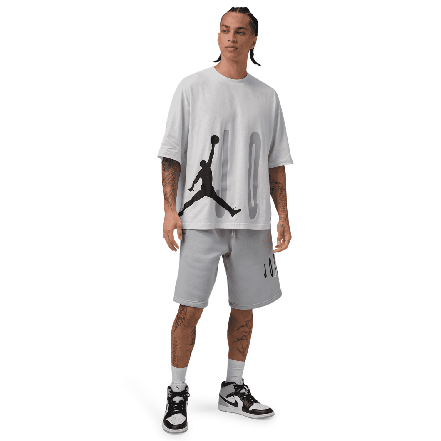 Jordan Torso Stretch Oversized Short Sleeve Crew - Men's - White/Wolf Grey/Black