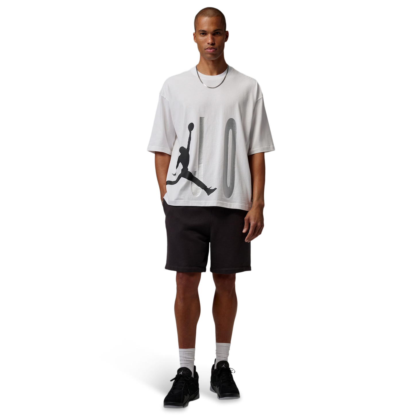 Jordan Torso Stretch Oversized Short Sleeve Crew - Men's - White/Black