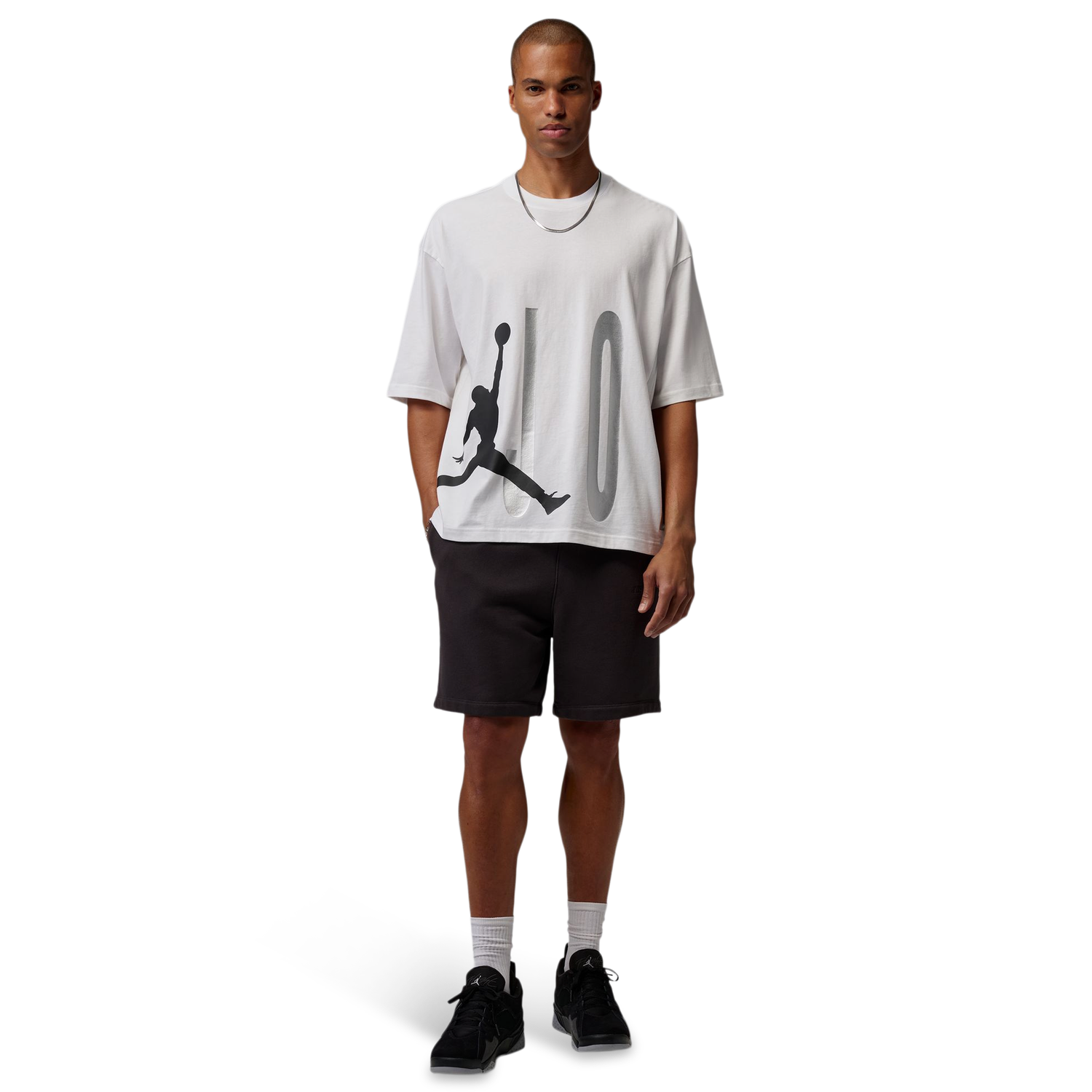 Jordan Torso Stretch Oversized Short Sleeve Crew - Men's - White/Black
