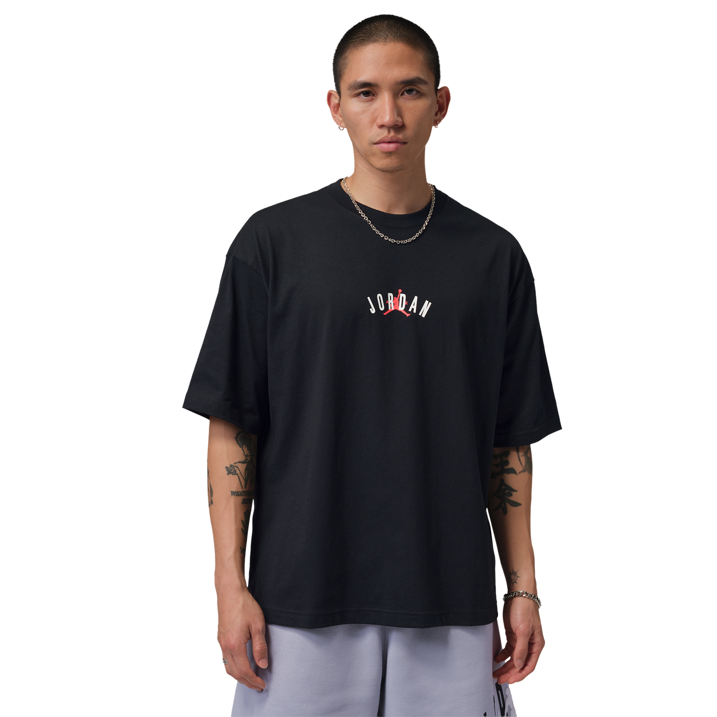 Jordan Back Stretch Oversized Short Sleeve Crew - Men's - Infrared 23/Black