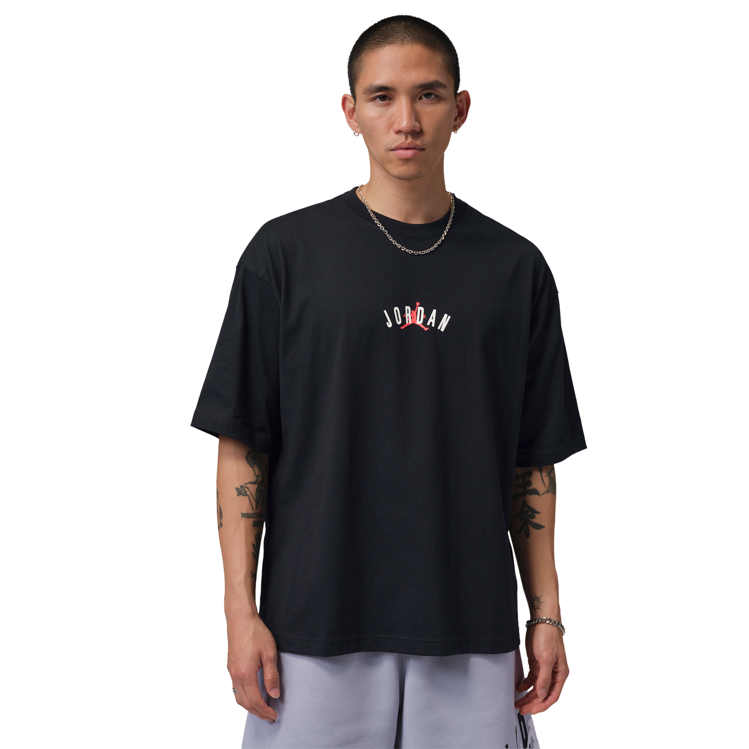 Jordan Back Stretch Oversized Short Sleeve Crew - Men's - Infrared 23/Black