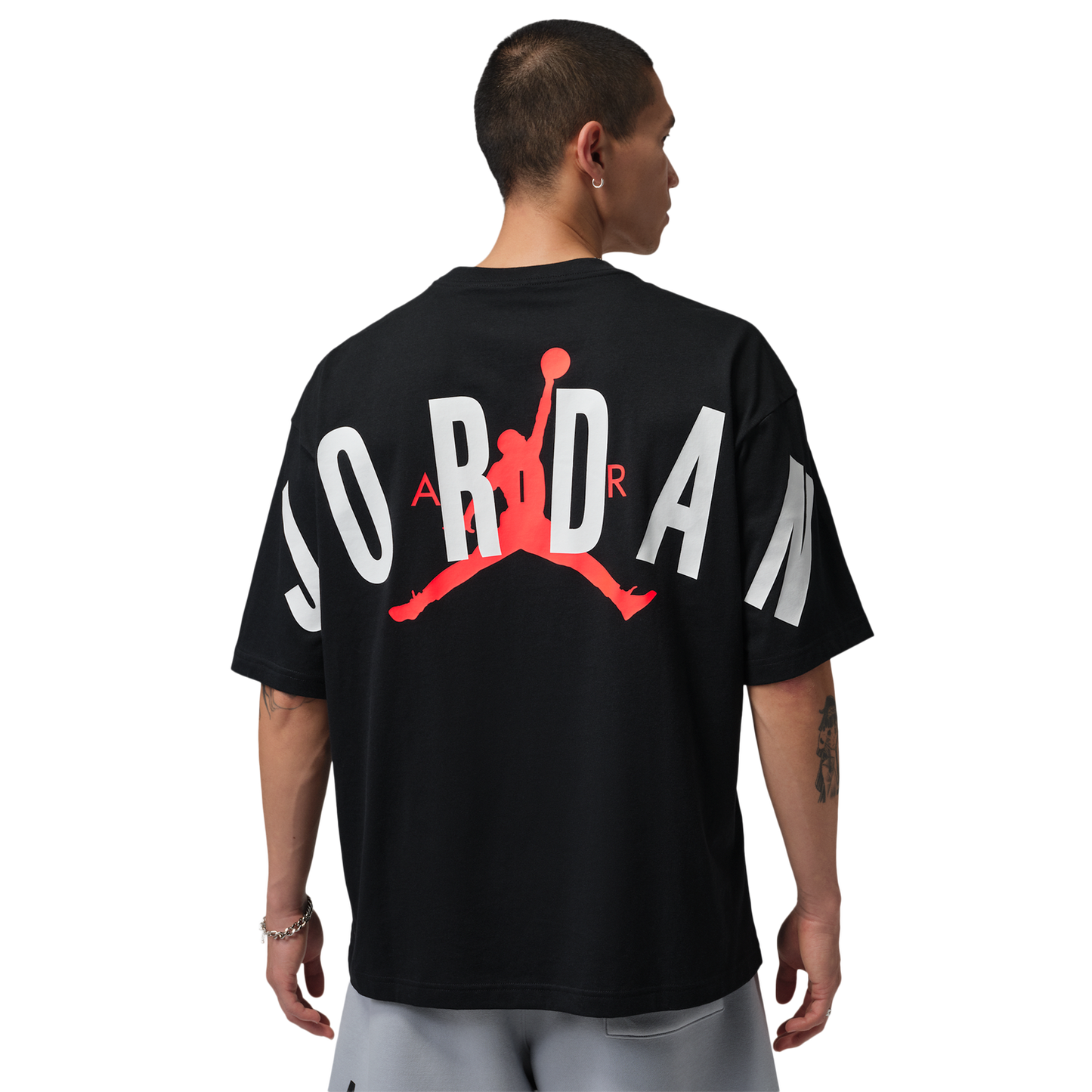 Jordan Back Stretch Oversized Short Sleeve Crew - Men's - Infrared 23/Black