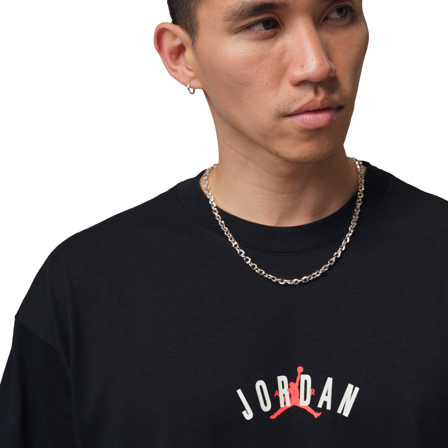 Jordan Back Stretch Oversized Short Sleeve Crew - Men's - Infrared 23/Black