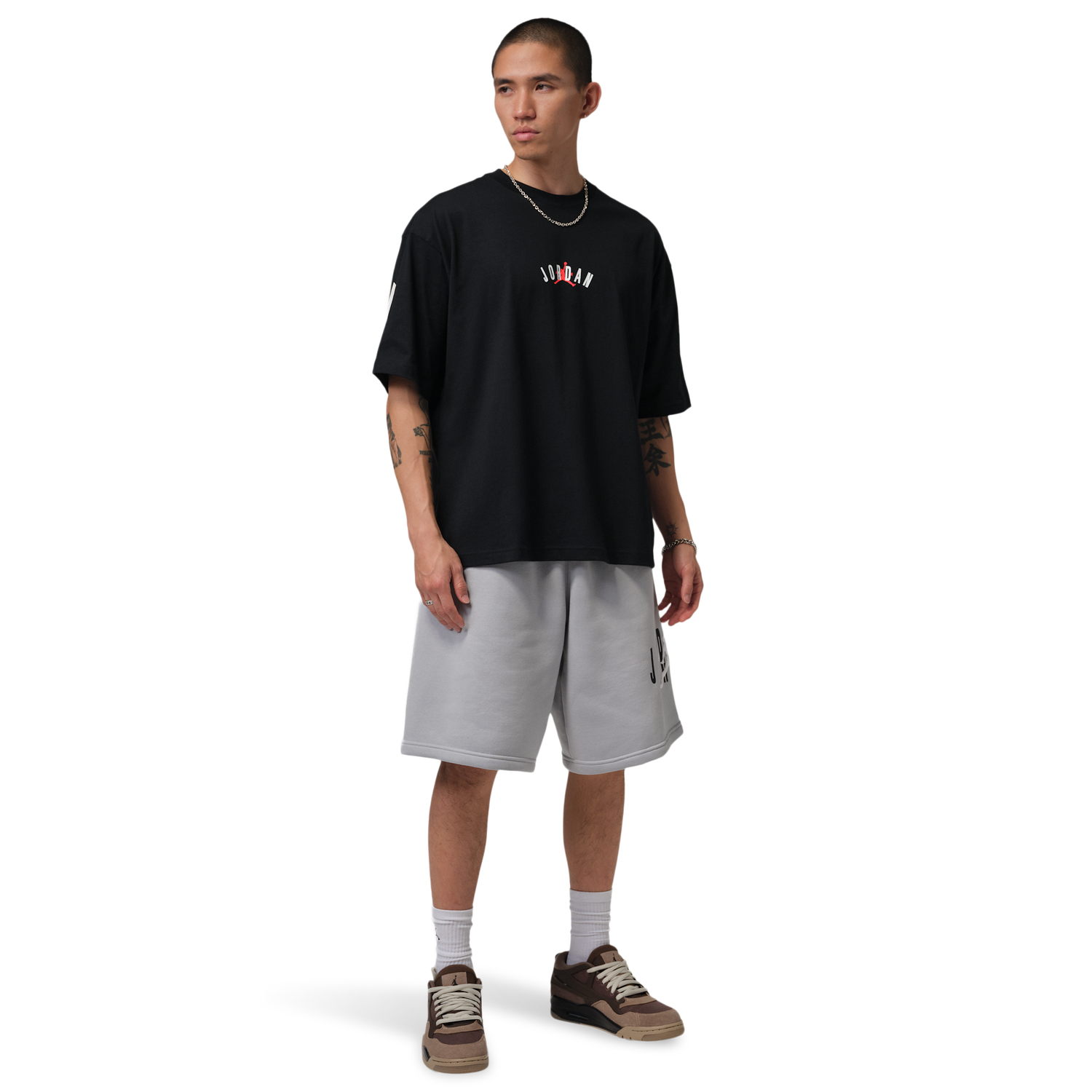 Jordan Back Stretch Oversized Short Sleeve Crew - Men's - Infrared 23/Black