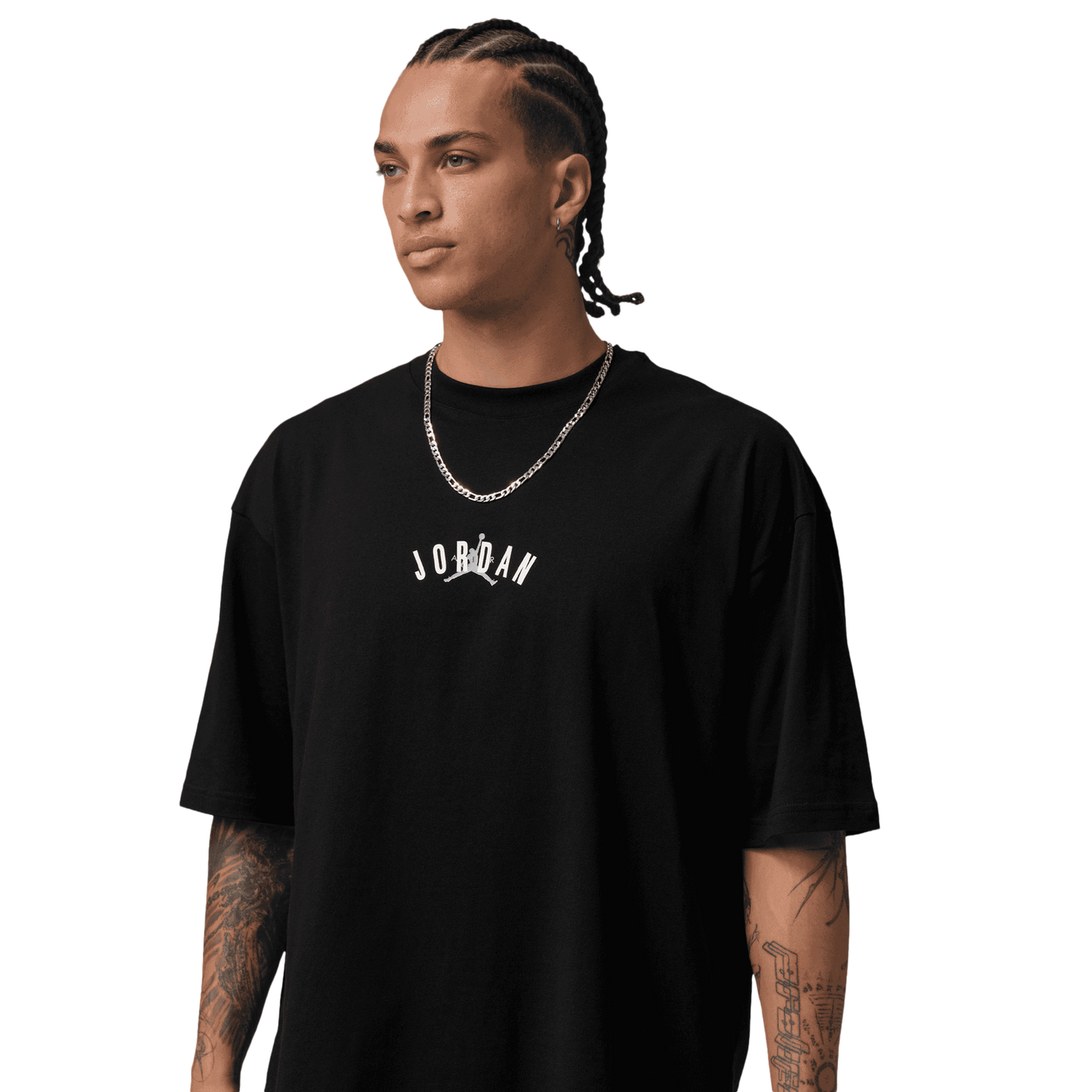 Jordan Back Stretch Oversized Short Sleeve Crew - Men's - Black/Wolf Grey