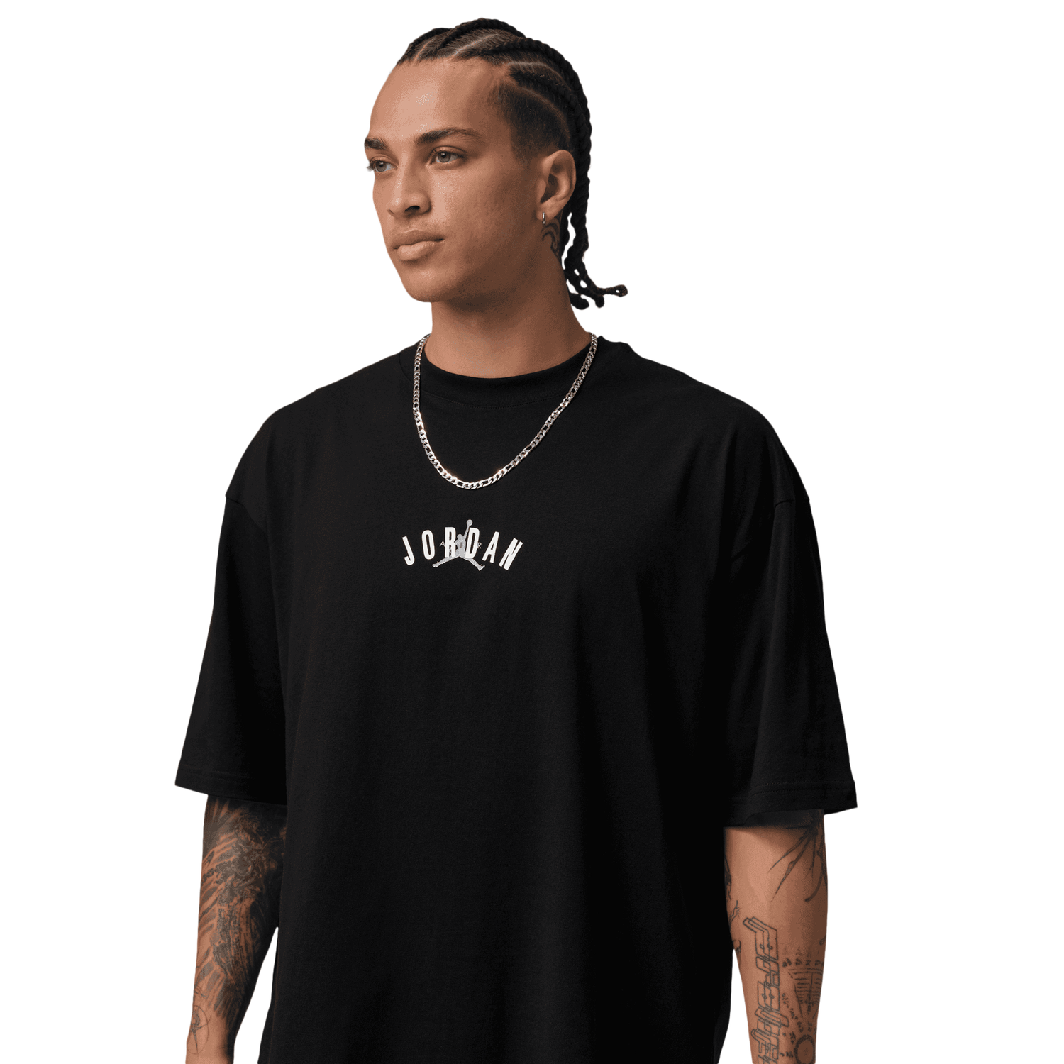 Jordan Back Stretch Oversized Short Sleeve Crew - Men's - Black/Wolf Grey