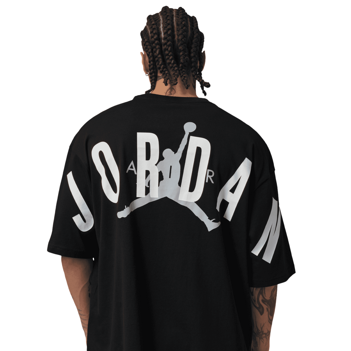 Jordan Back Stretch Oversized Short Sleeve Crew - Men's - Black/Wolf Grey