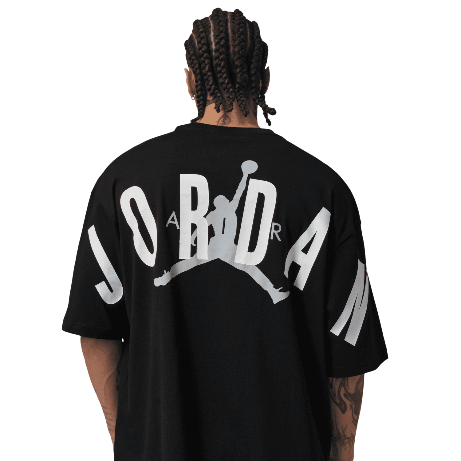 Jordan Back Stretch Oversized Short Sleeve Crew - Men's - Black/Wolf Grey