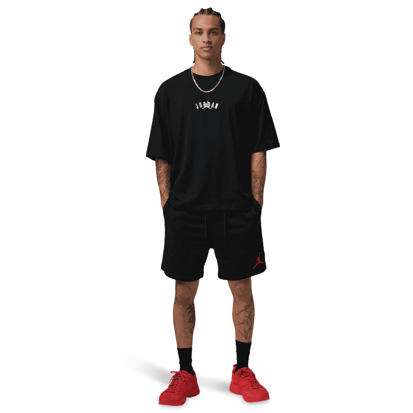Jordan Back Stretch Oversized Short Sleeve Crew - Men's - Black/Wolf Grey