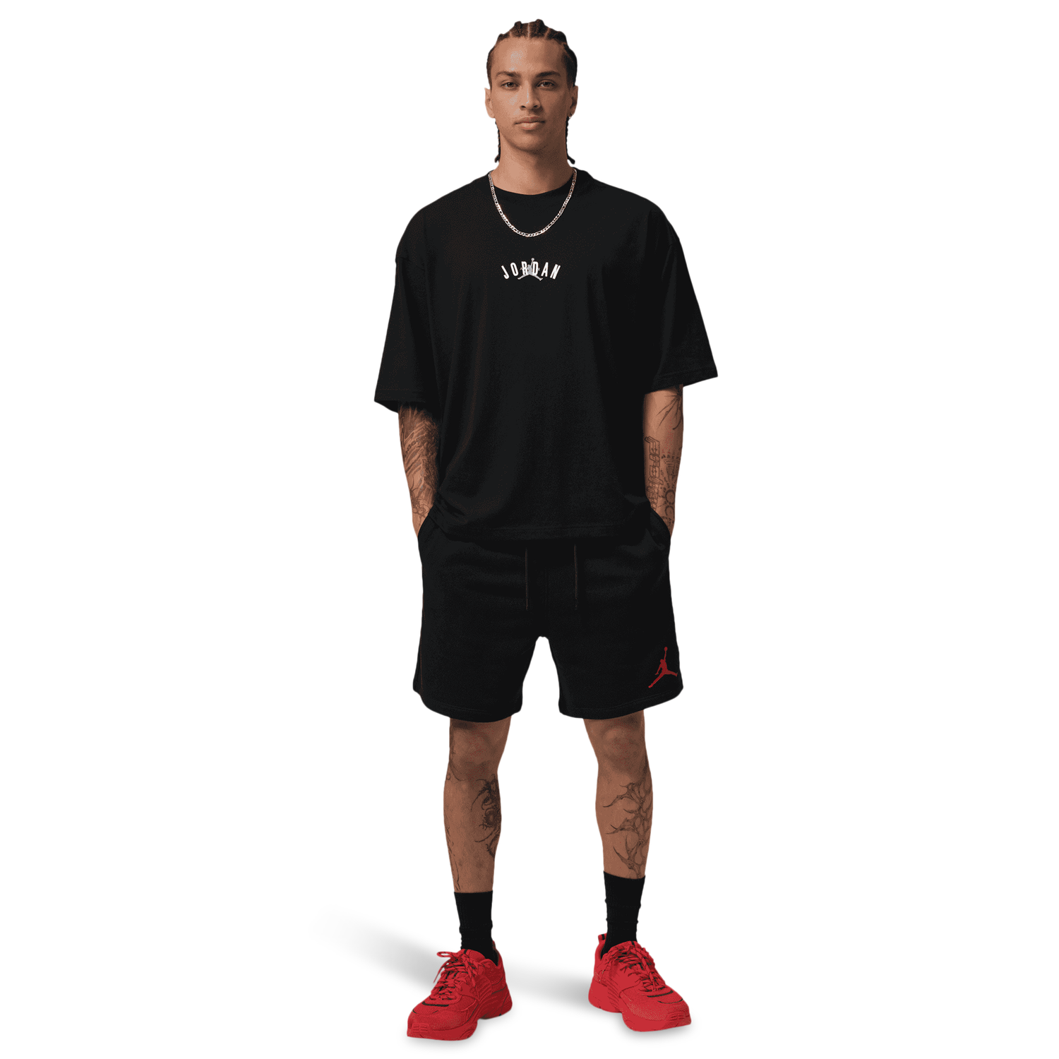 Jordan Back Stretch Oversized Short Sleeve Crew - Men's - Black/Wolf Grey
