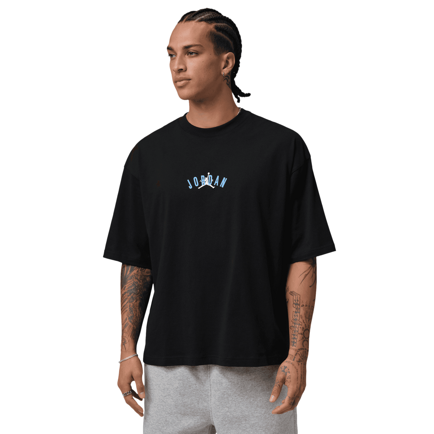 Jordan Back Stretch Oversized Short Sleeve Crew - Men's - Black/University Blue