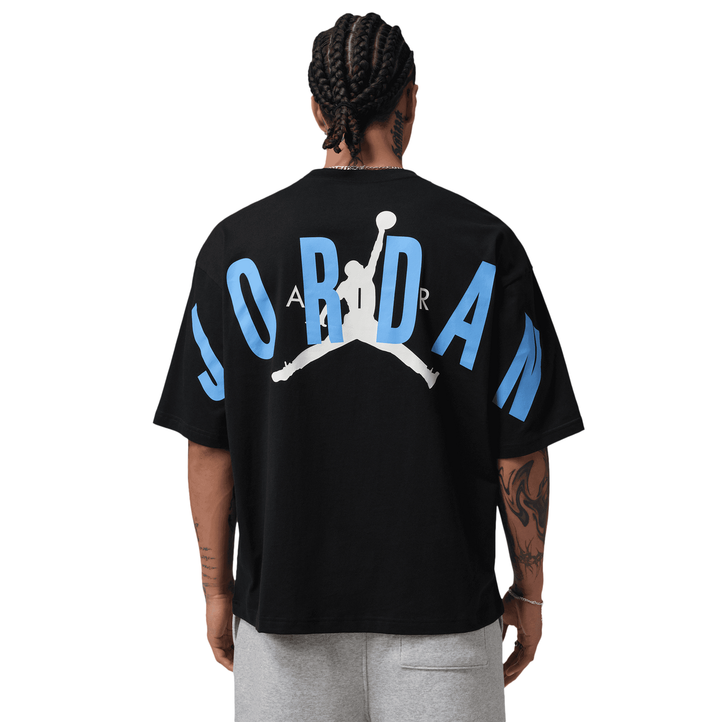 Jordan Back Stretch Oversized Short Sleeve Crew - Men's - Black/University Blue