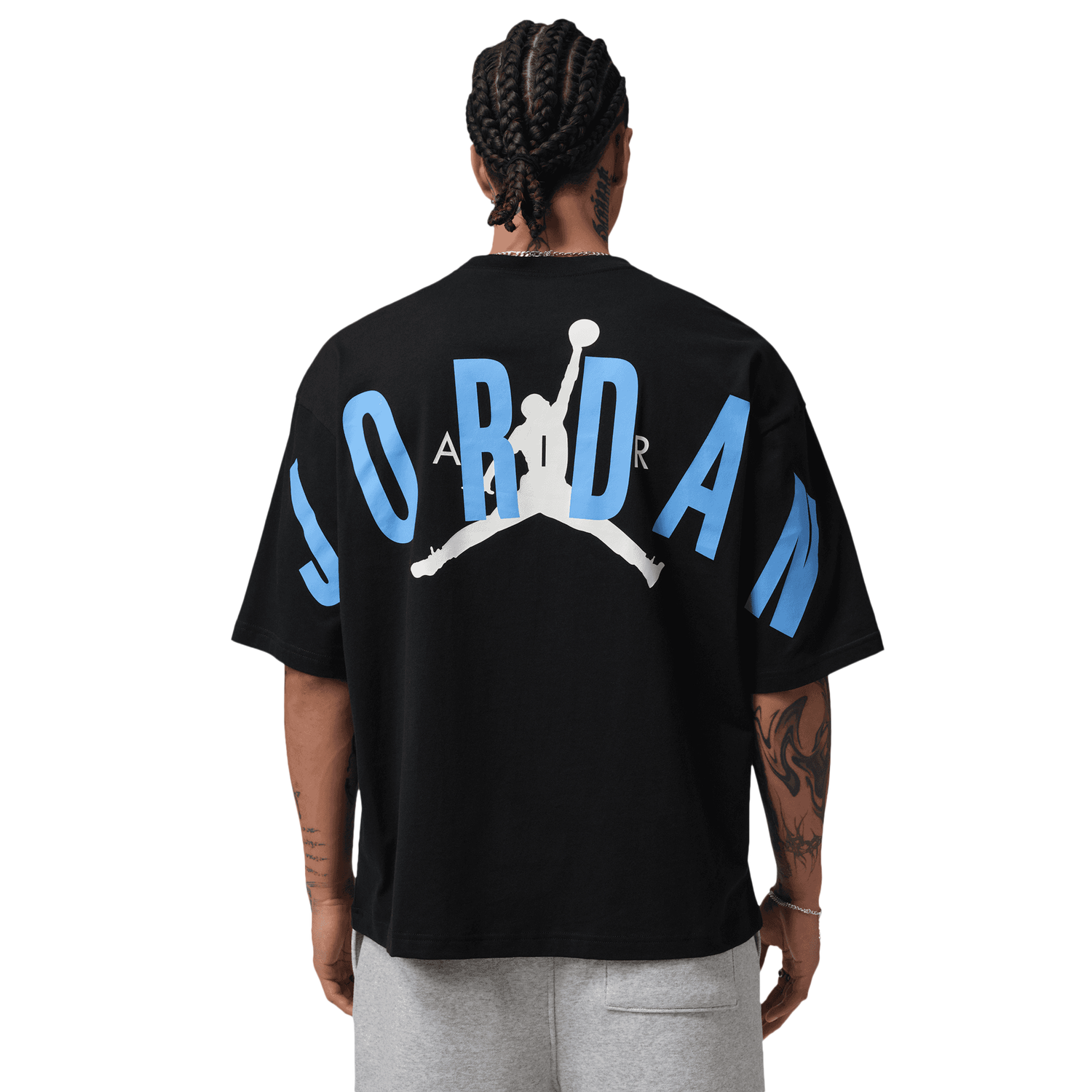 Jordan Back Stretch Oversized Short Sleeve Crew - Men's - Black/University Blue