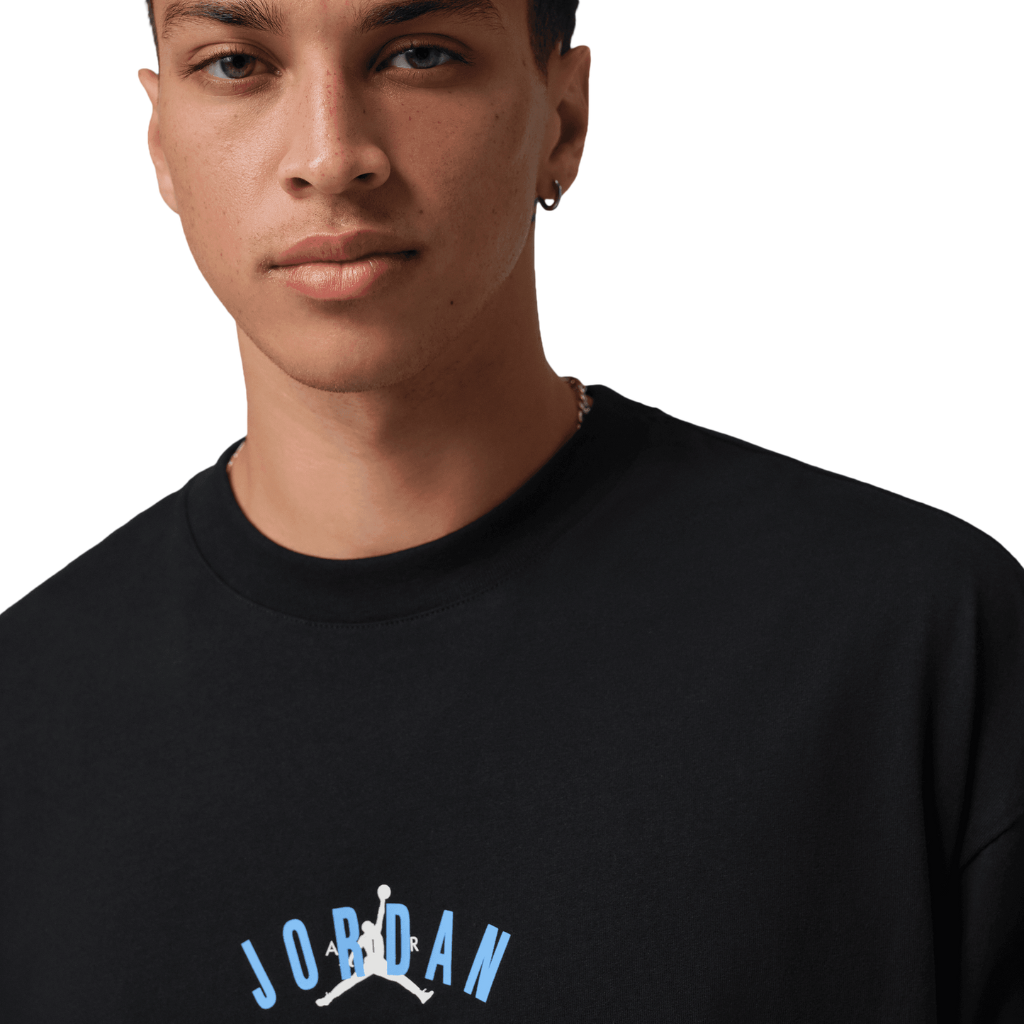 Jordan Back Stretch Oversized Short Sleeve Crew - Men's - Black/University Blue