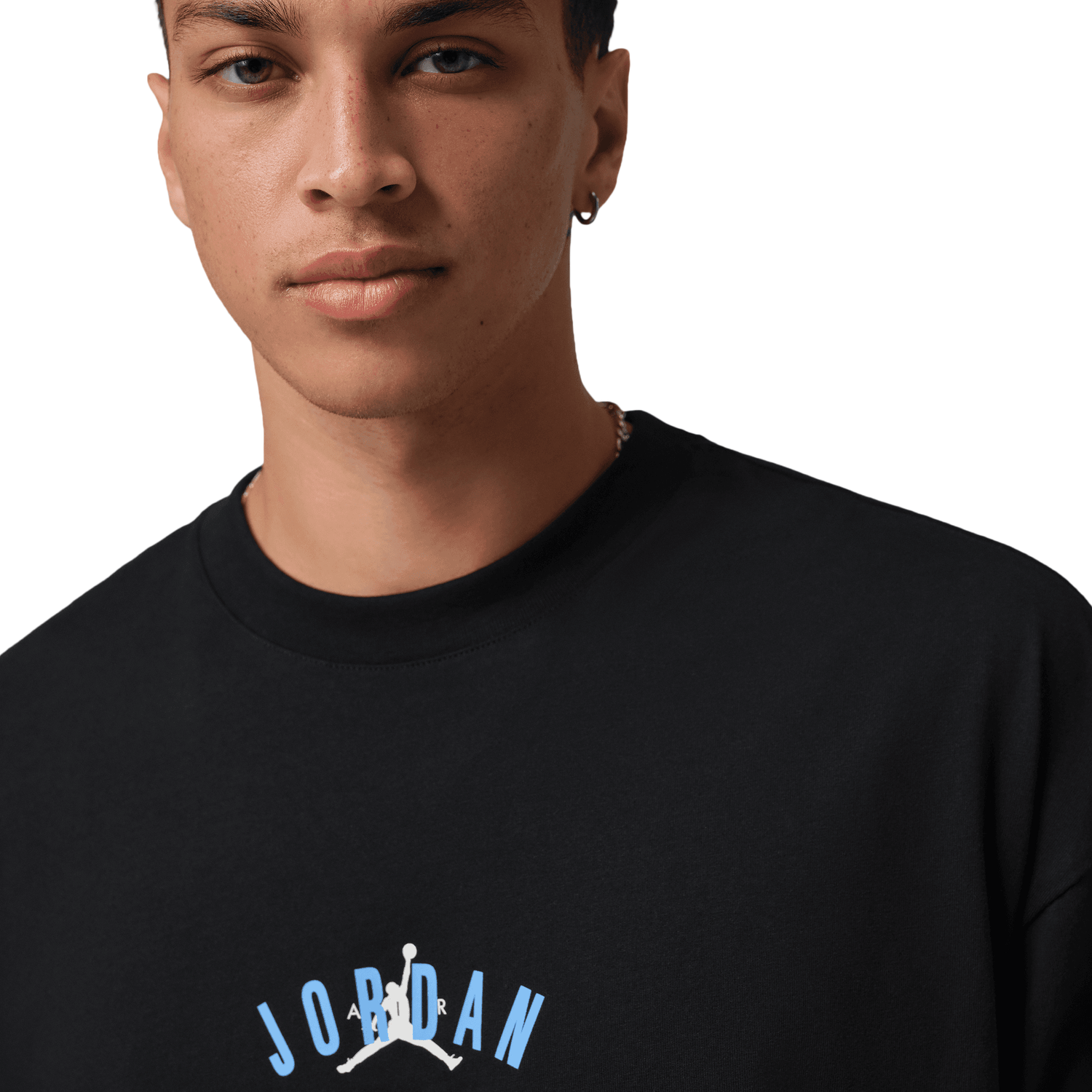 Jordan Back Stretch Oversized Short Sleeve Crew - Men's - Black/University Blue