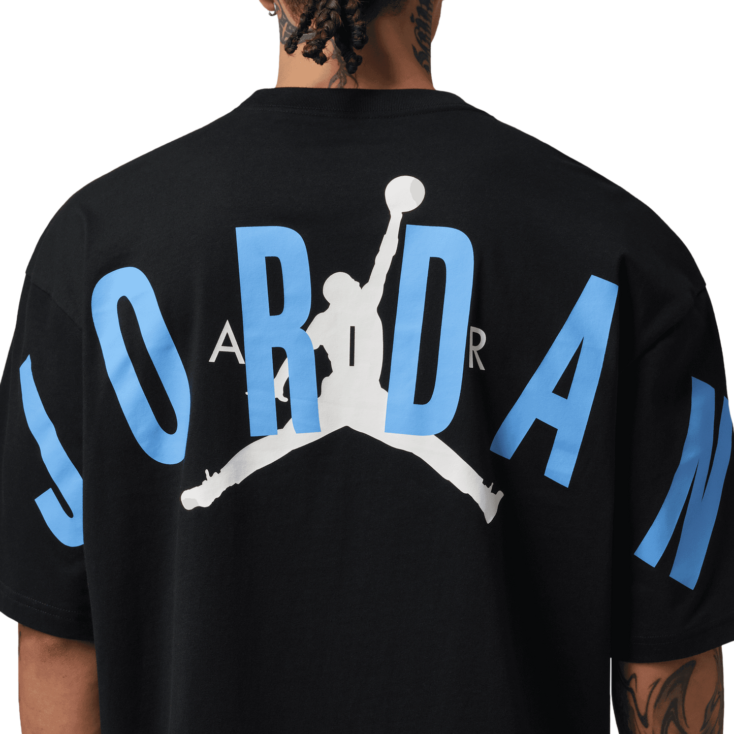 Jordan Back Stretch Oversized Short Sleeve Crew - Men's - Black/University Blue