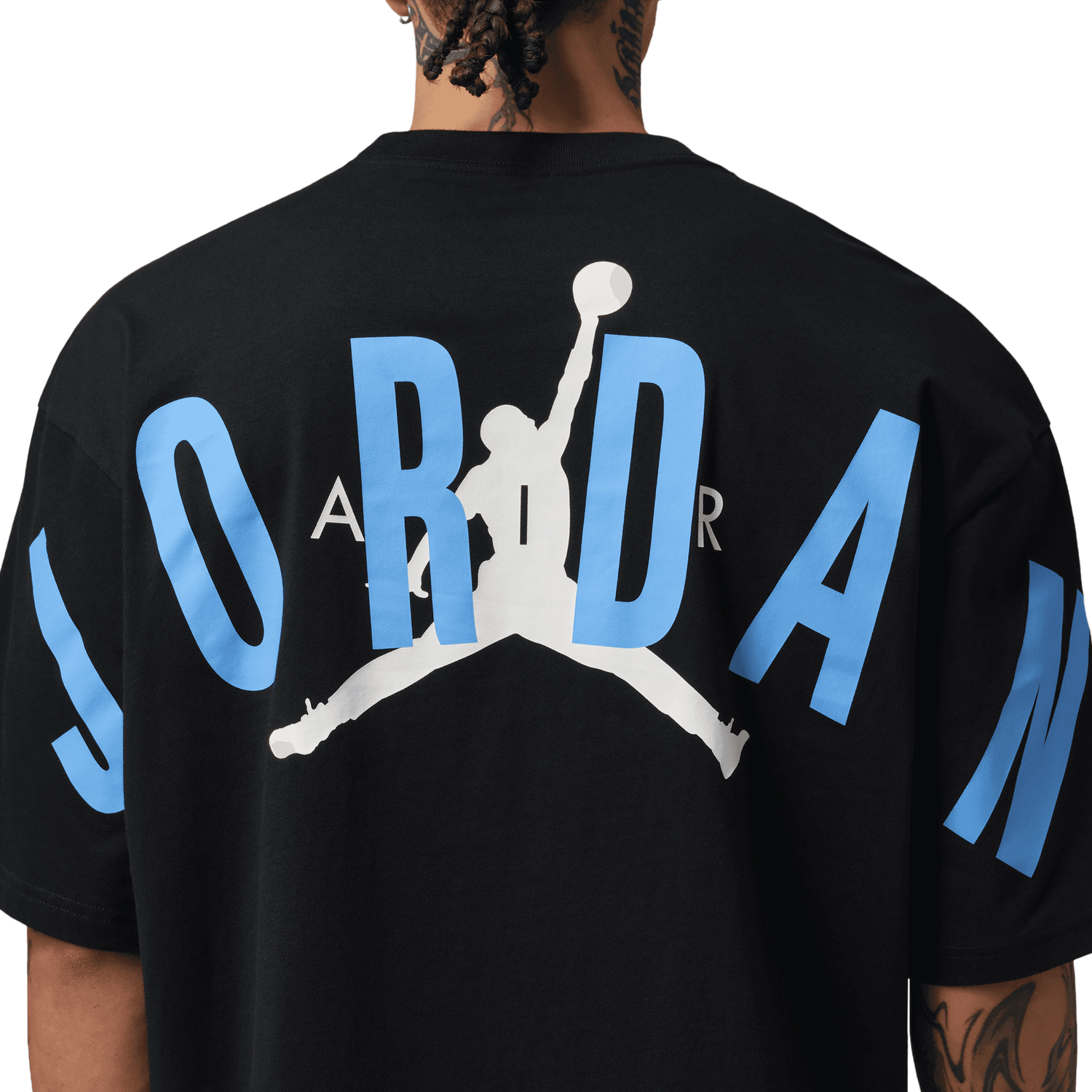 Jordan Back Stretch Oversized Short Sleeve Crew - Men's - Black/University Blue