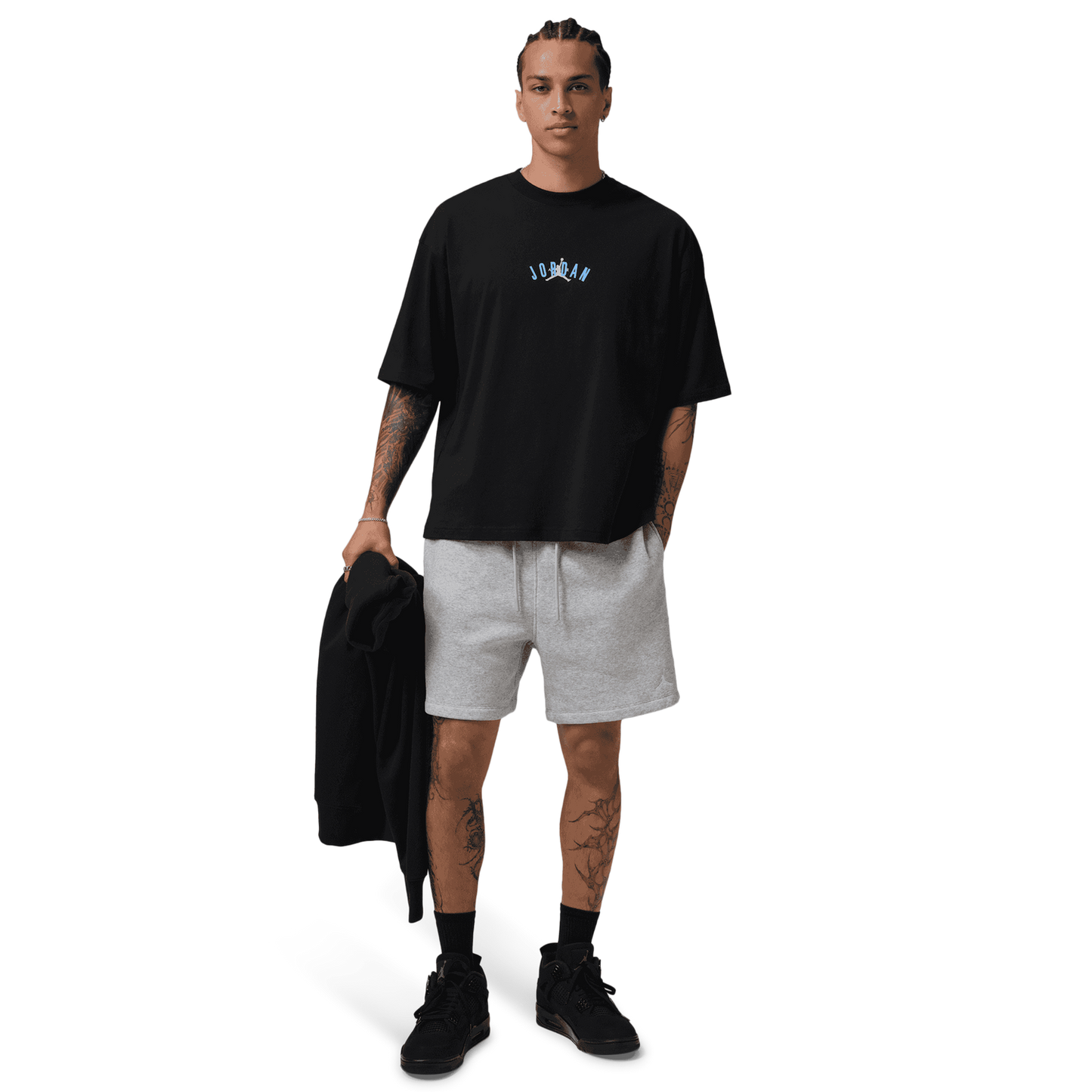 Jordan Back Stretch Oversized Short Sleeve Crew - Men's - Black/University Blue