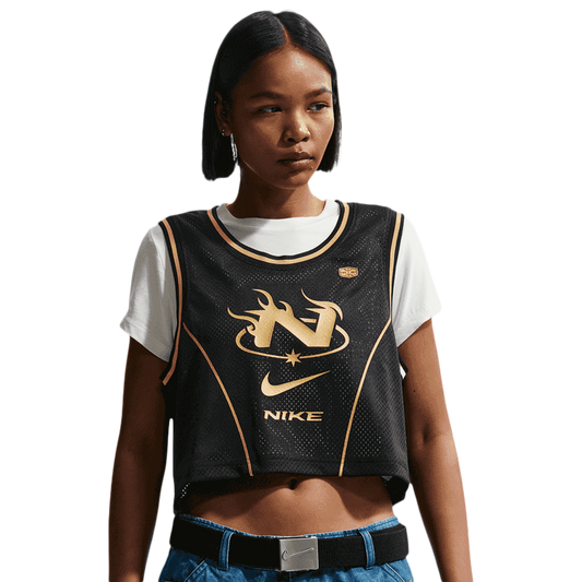 Nike NSW Mid Crop Swoosh Jersey - Women's - Black/Tan