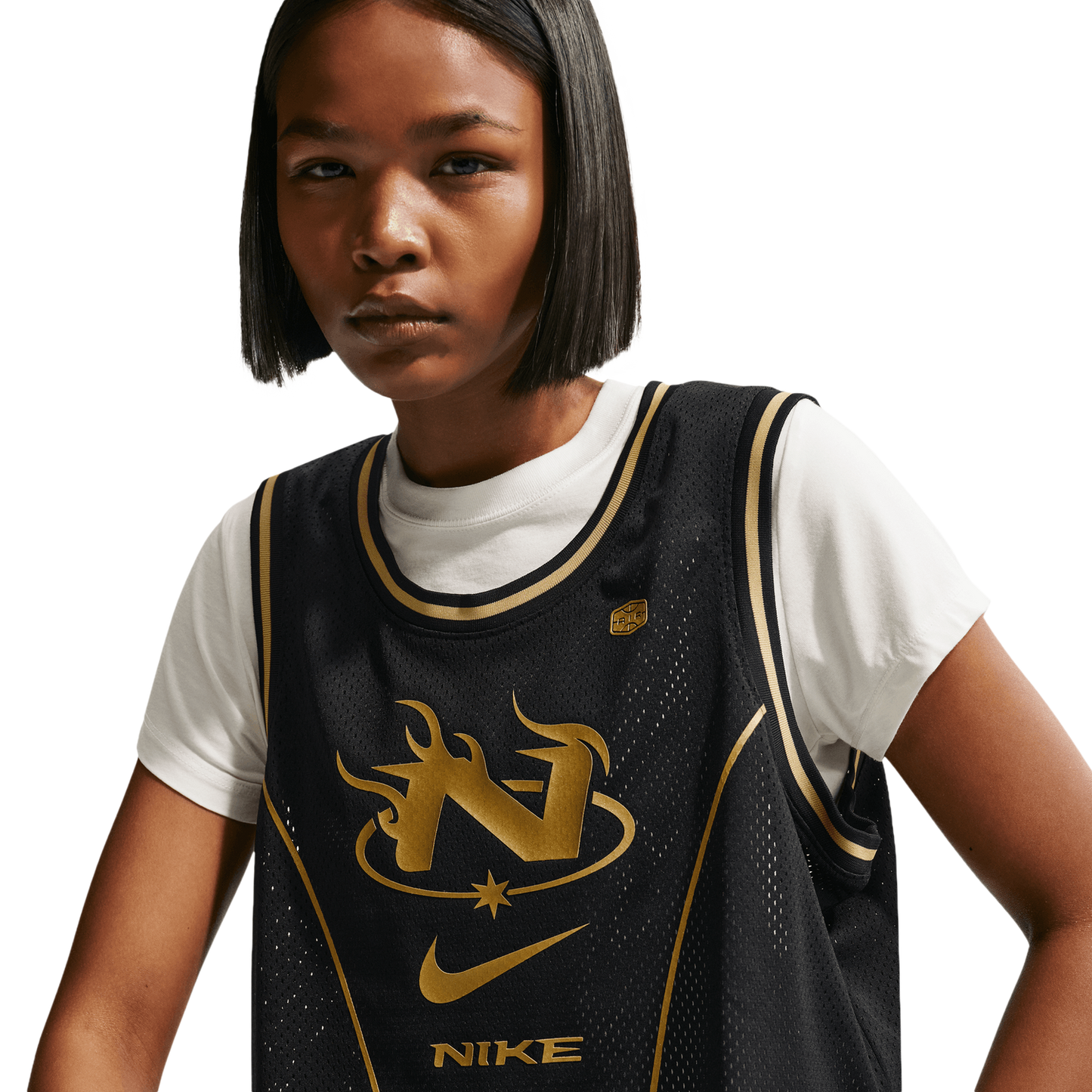 Nike NSW Mid Crop Swoosh Jersey - Women's - Black/Tan