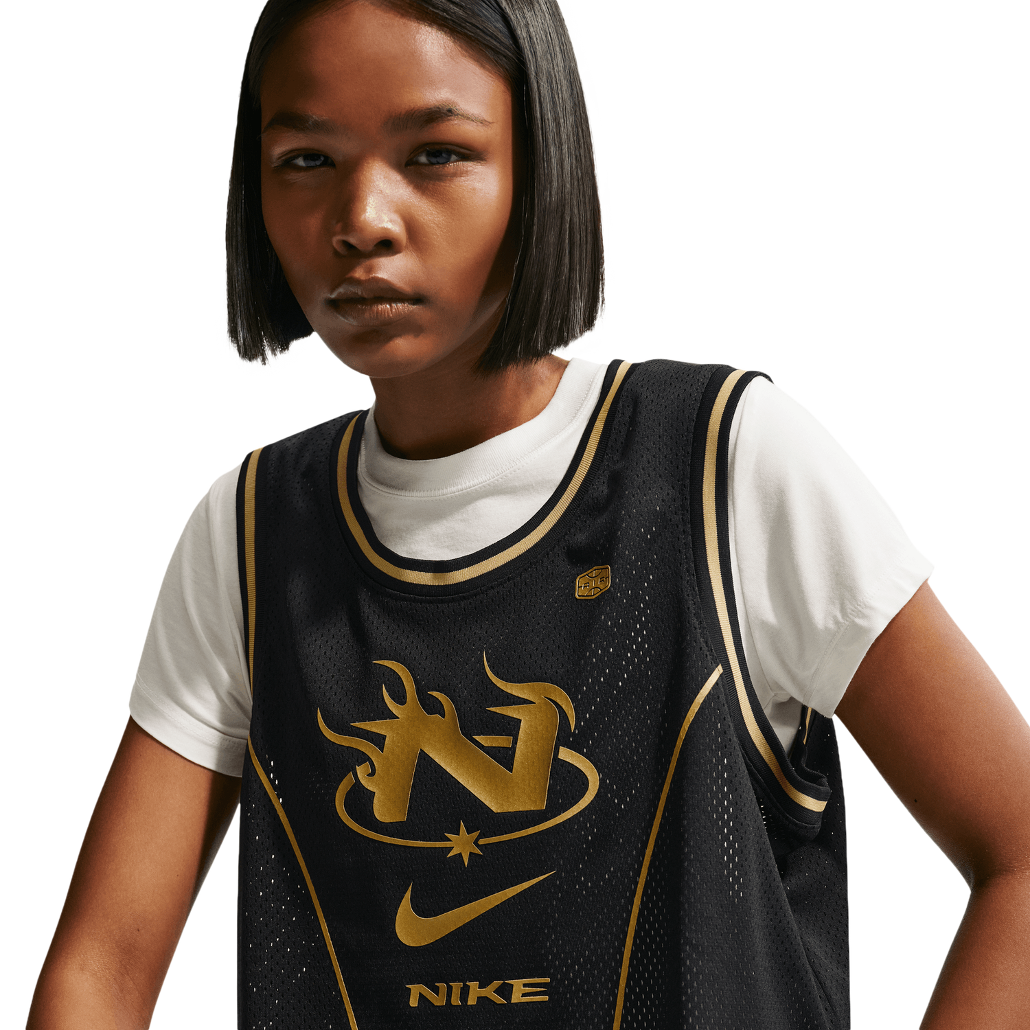 Nike NSW Mid Crop Swoosh Jersey - Women's - Black/Tan