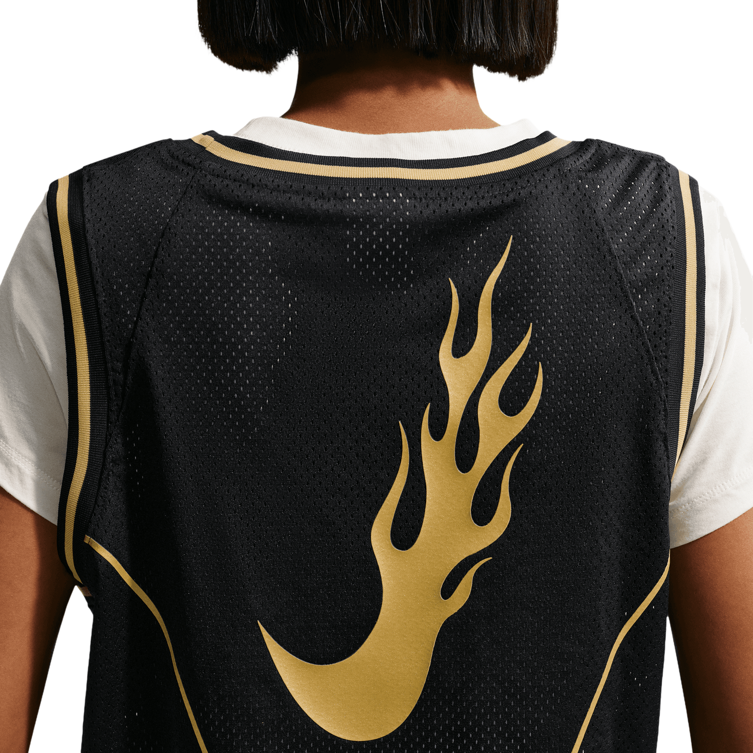 Nike NSW Mid Crop Swoosh Jersey - Women's - Black/Tan