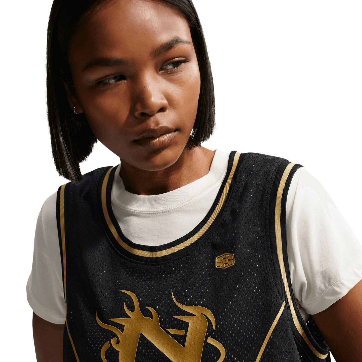 Nike NSW Mid Crop Swoosh Jersey - Women's - Black/Tan