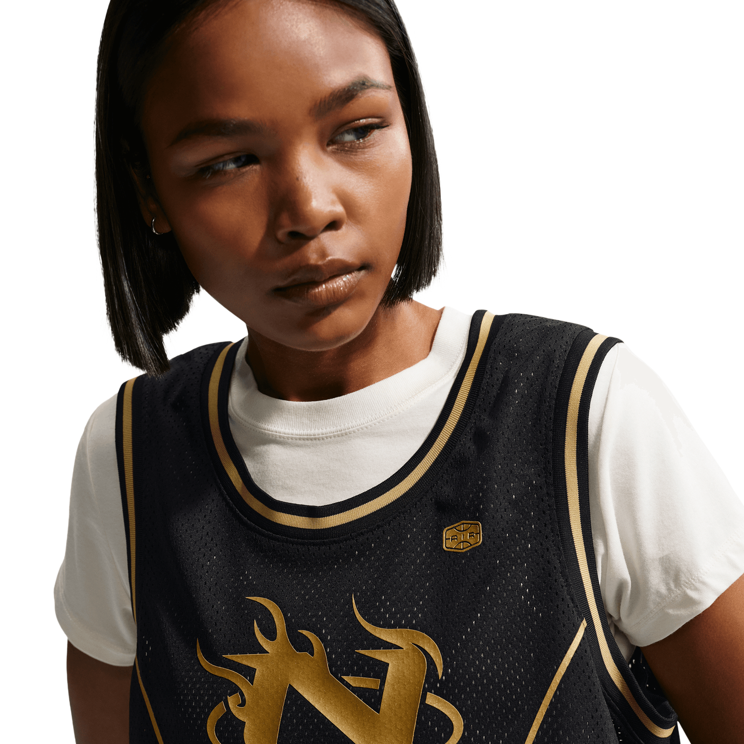 Nike NSW Mid Crop Swoosh Jersey - Women's - Black/Tan