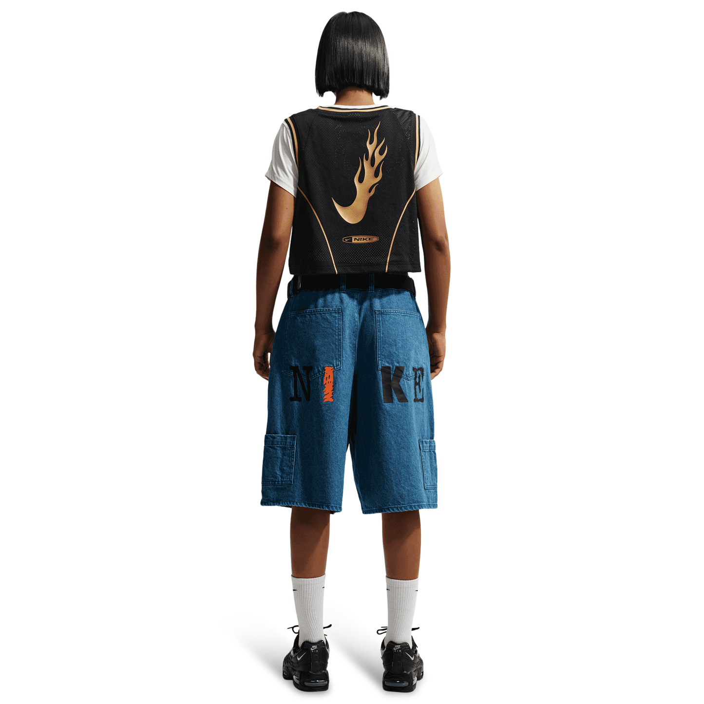 Nike NSW Mid Crop Swoosh Jersey - Women's - Black/Tan