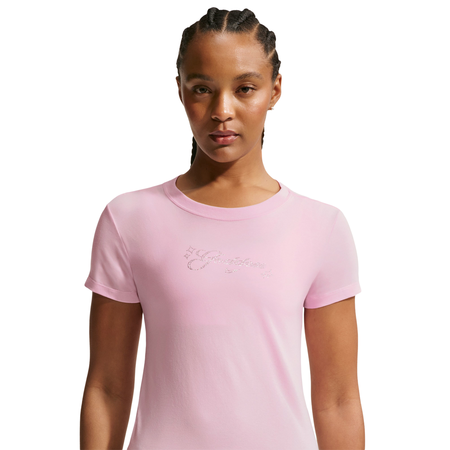 Nike NSW Chill Knit Mid Crop Bling - Women's - Pink Foam/Pink Foam