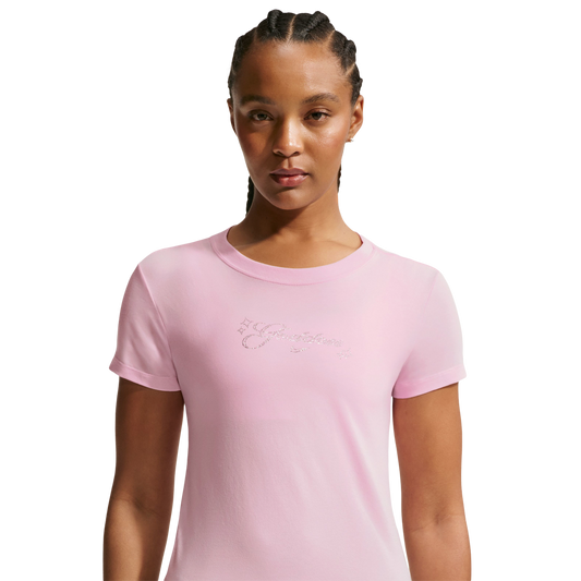Nike NSW Chill Knit Mid Crop Bling - Women's - Pink Foam/Pink Foam