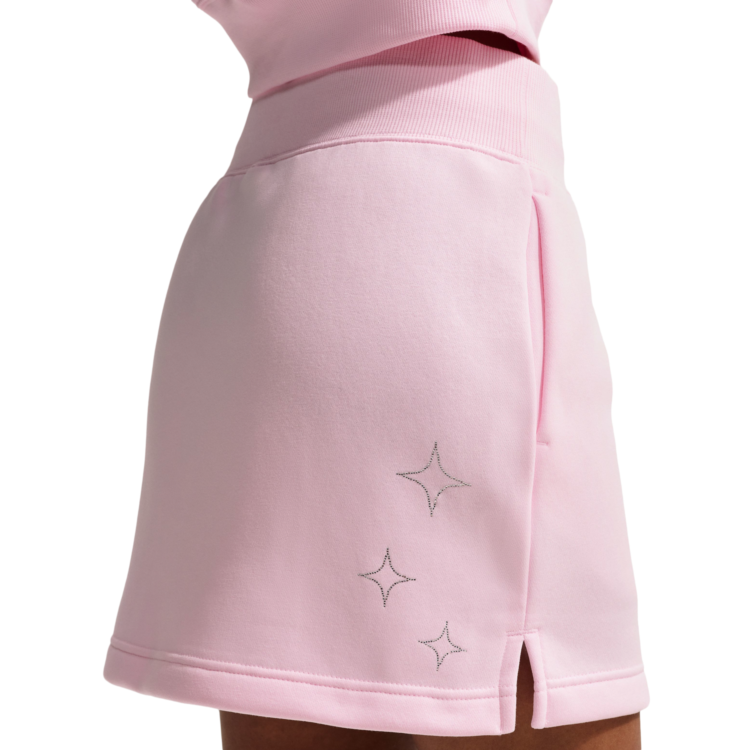 Nike NSW Phoenix Fleece HR Bling Mini Skirt - Women's - Pink Foam/Pink Foam