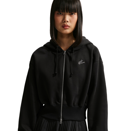 Nike NSW Phoenix Fleece Bling Crop Full-Zip Hoodie - Women's - Black/Black