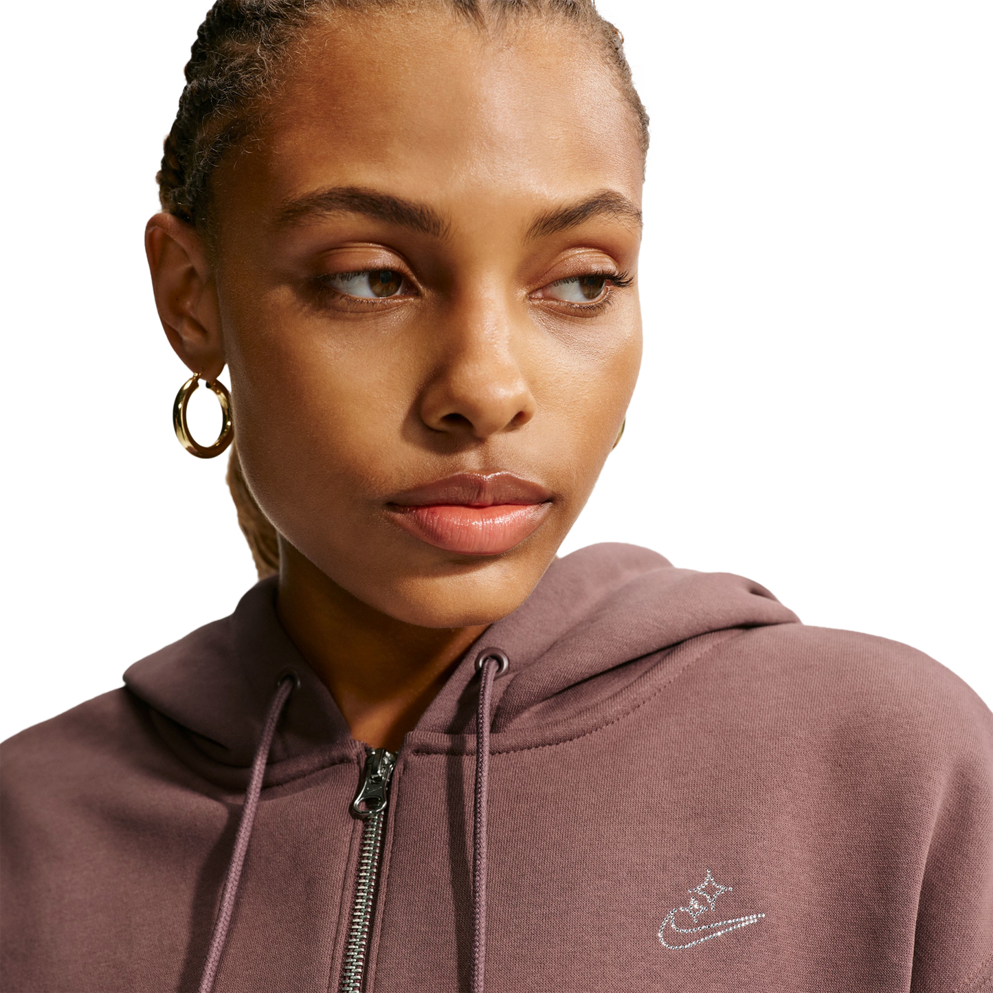 Nike NSW Phoenix Fleece Bling Crop Full-Zip Hoodie - Women's - Tattoo/Tattoo