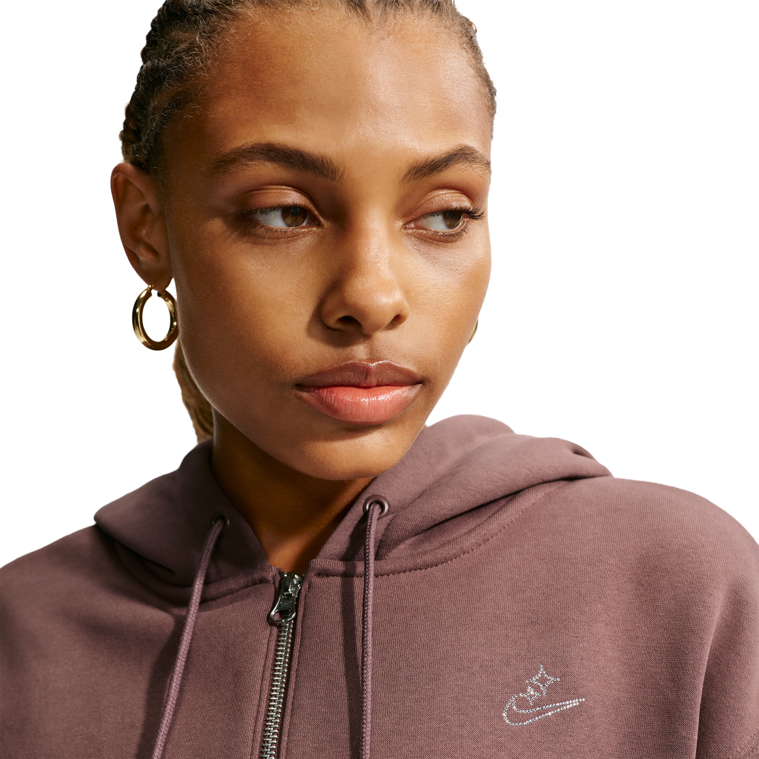 Nike NSW Phoenix Fleece Bling Crop Full-Zip Hoodie - Women's - Tattoo/Tattoo