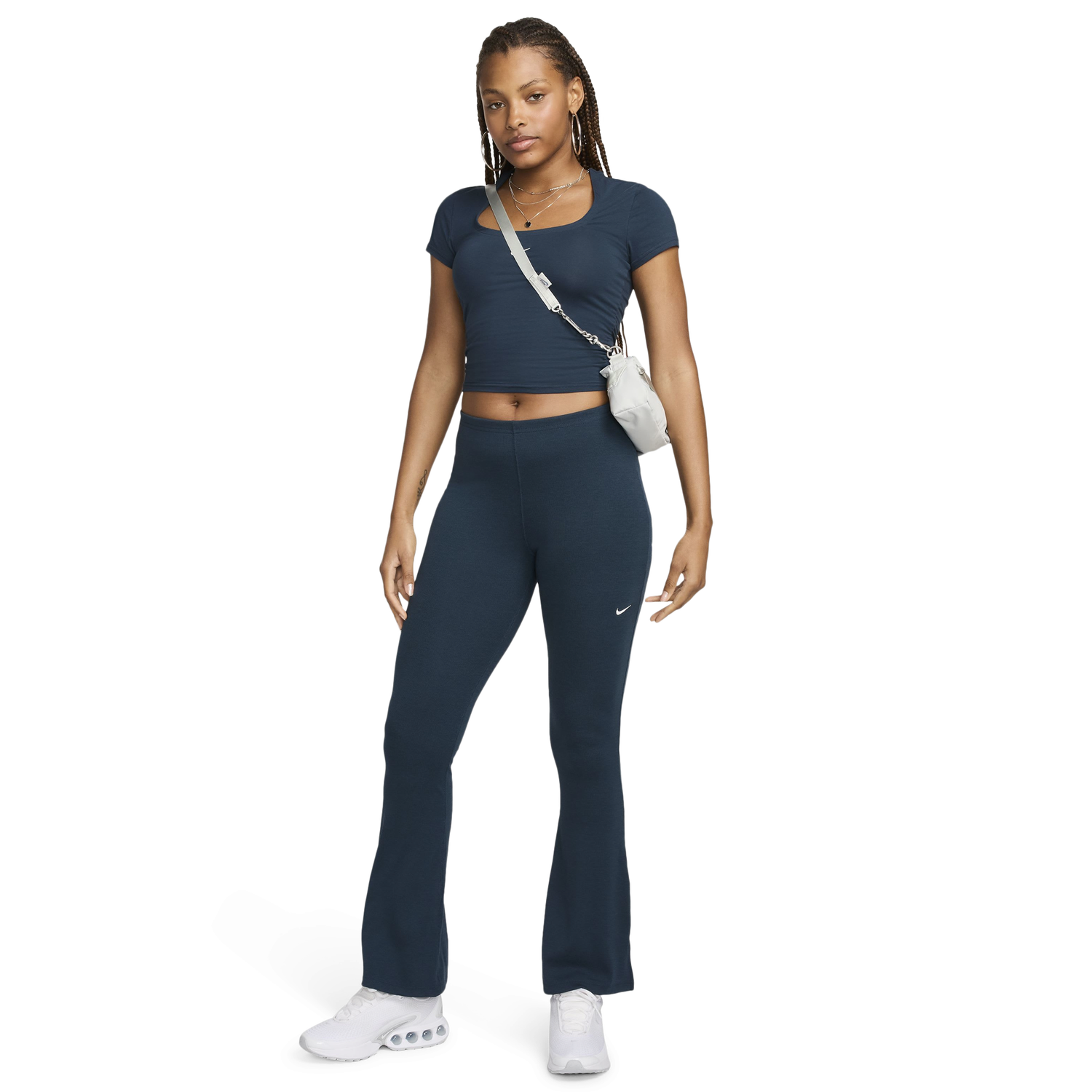 Nike NSW Chill Knit Mediun Rib Flare Pant - Women's - Armory Navy/Sail