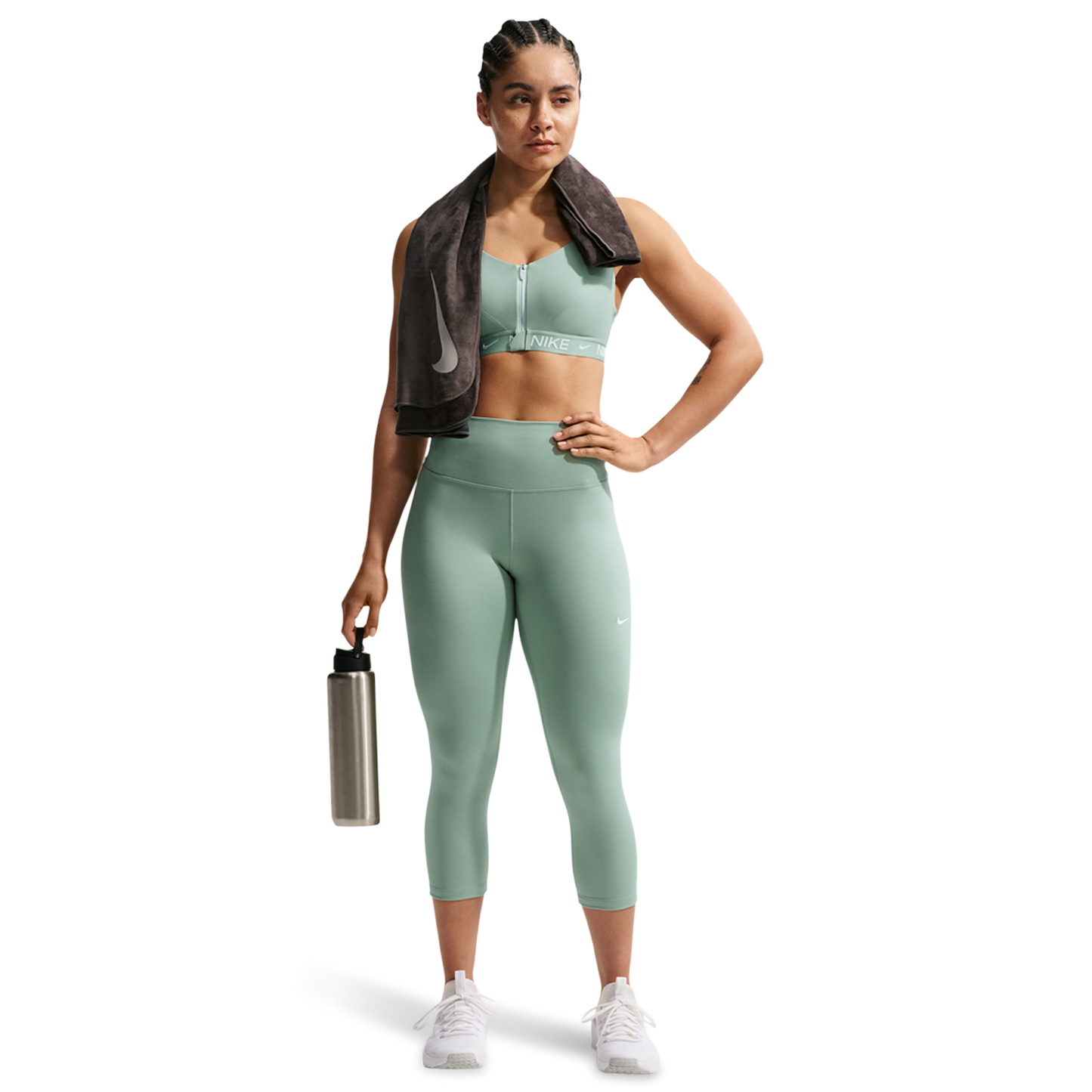 Nike Indy High Support Zip Bra - Women's - Barely Green/Steam