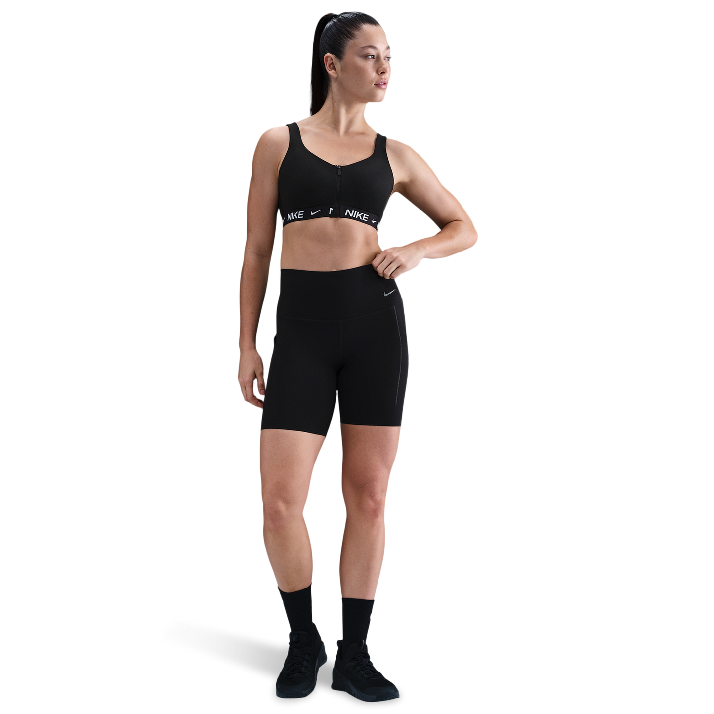 Nike Indy High Support Zip Bra - Women's - Black