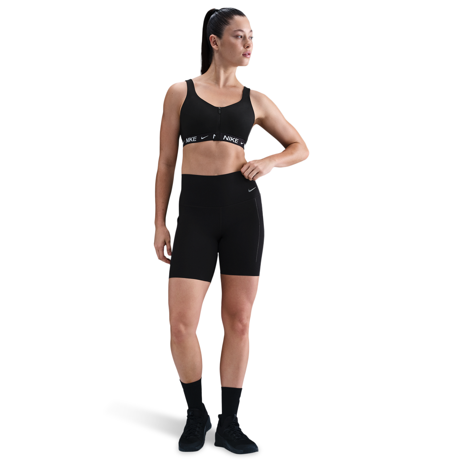 Nike Indy High Support Zip Bra - Women's - Black