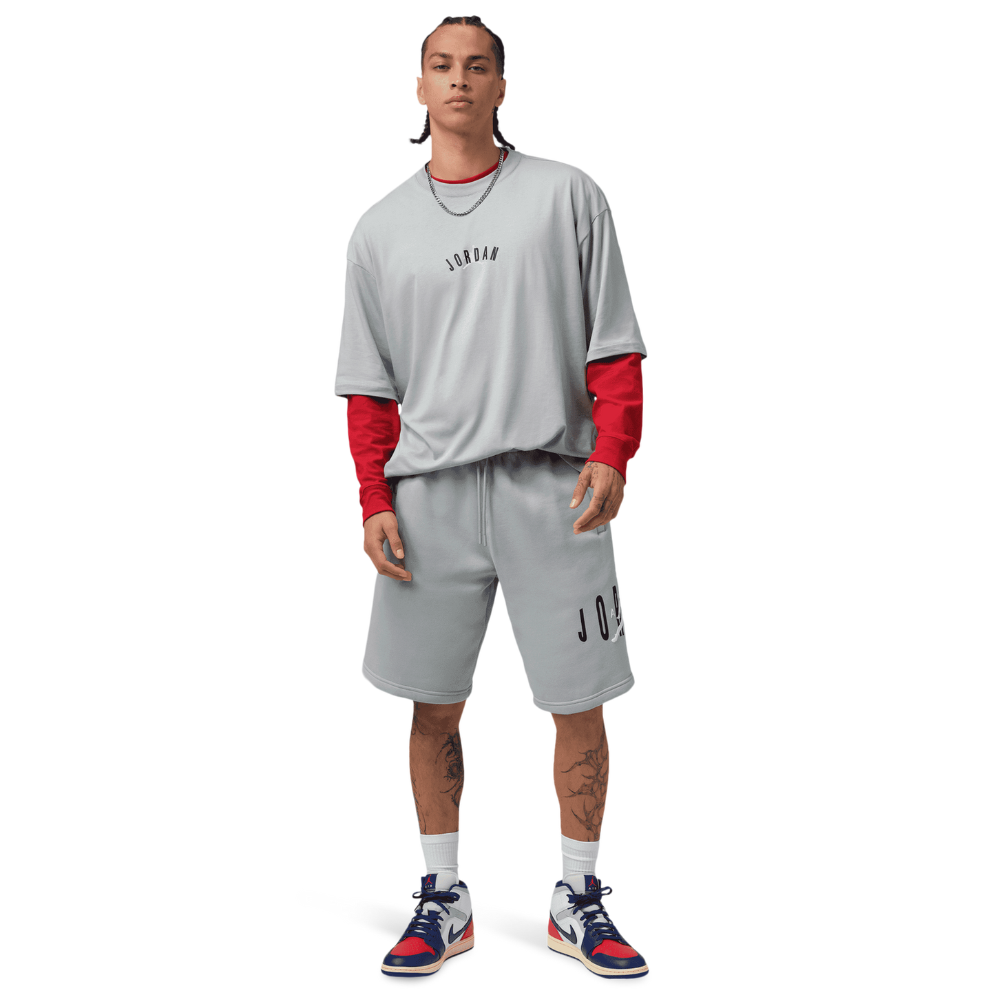 Jordan Brooklyn Stretch Fleece Short - Men's - Wolf Grey/Sail