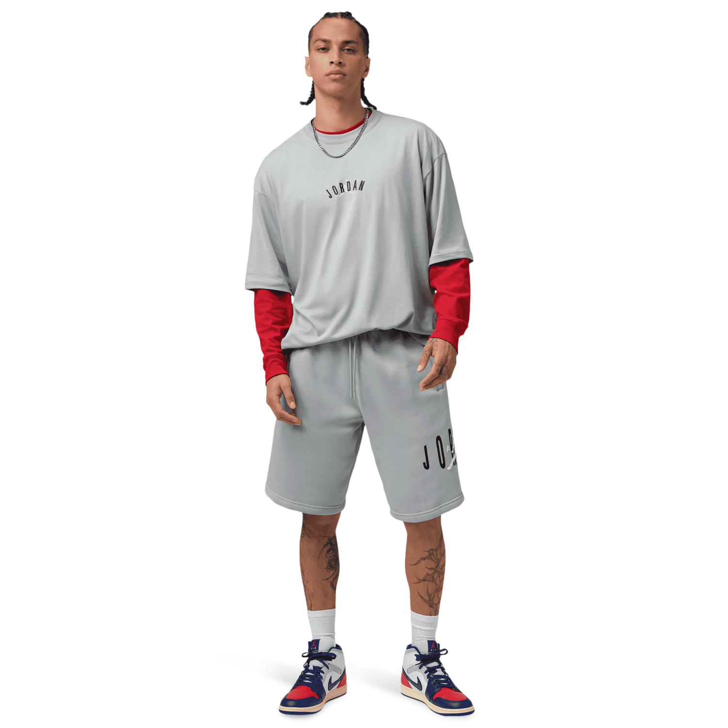 Jordan Brooklyn Stretch Fleece Short - Men's - Wolf Grey/Sail