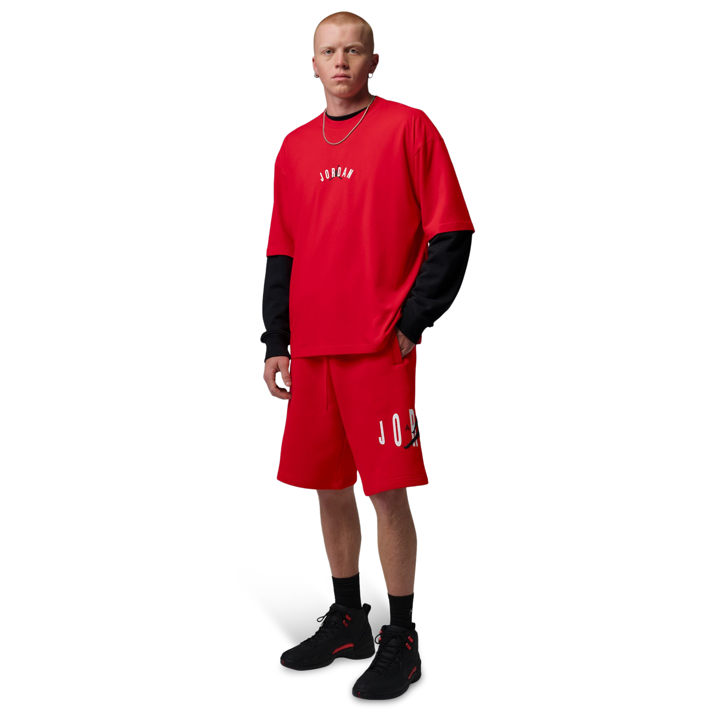 Jordan Essentials Cat Scratch Shorts - Men's - Black/Fire Red