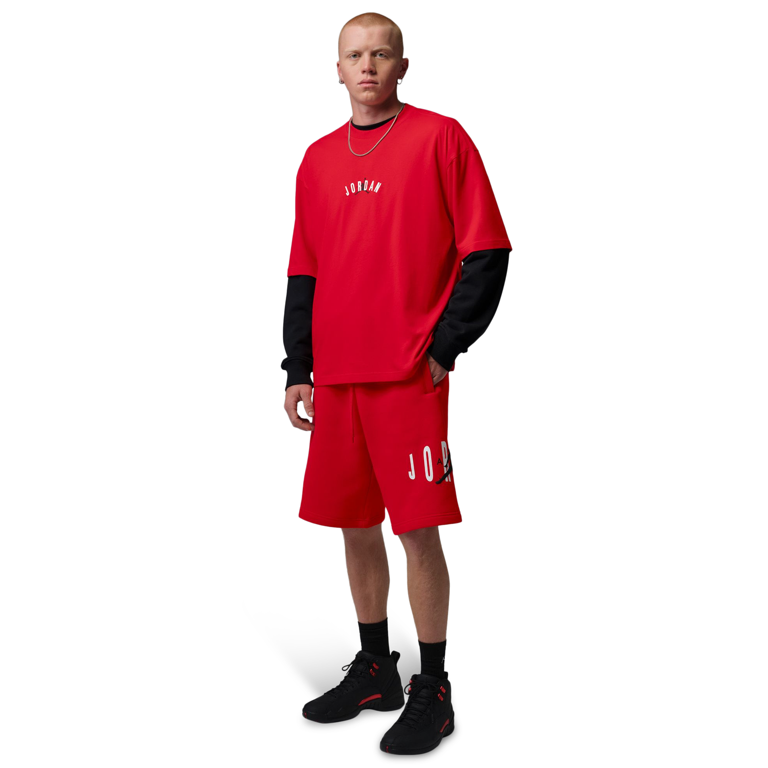 Jordan Essentials Cat Scratch Shorts - Men's - Black/Fire Red
