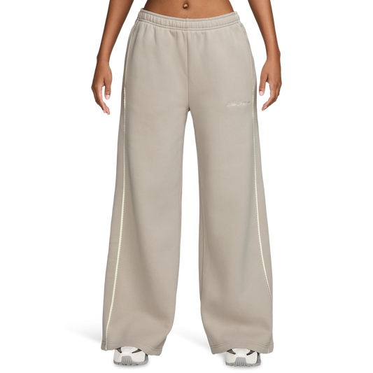Nike Studio Fleece Scallop Wide Leg Pants - Women's - White/White/White